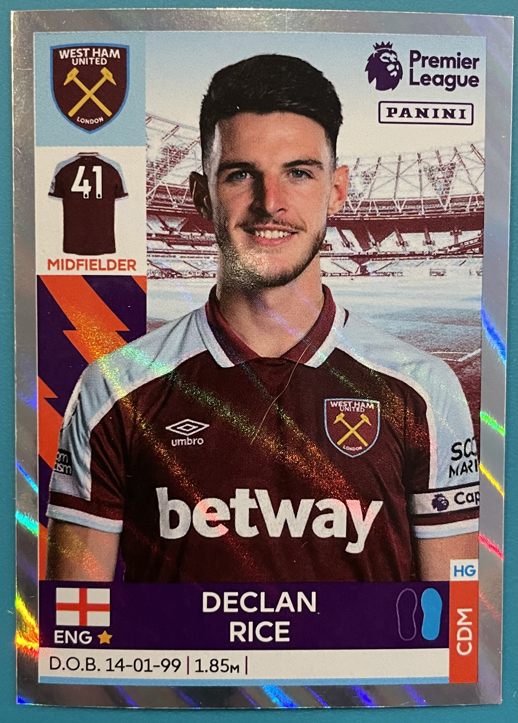 declan rice 2022 panini sticker