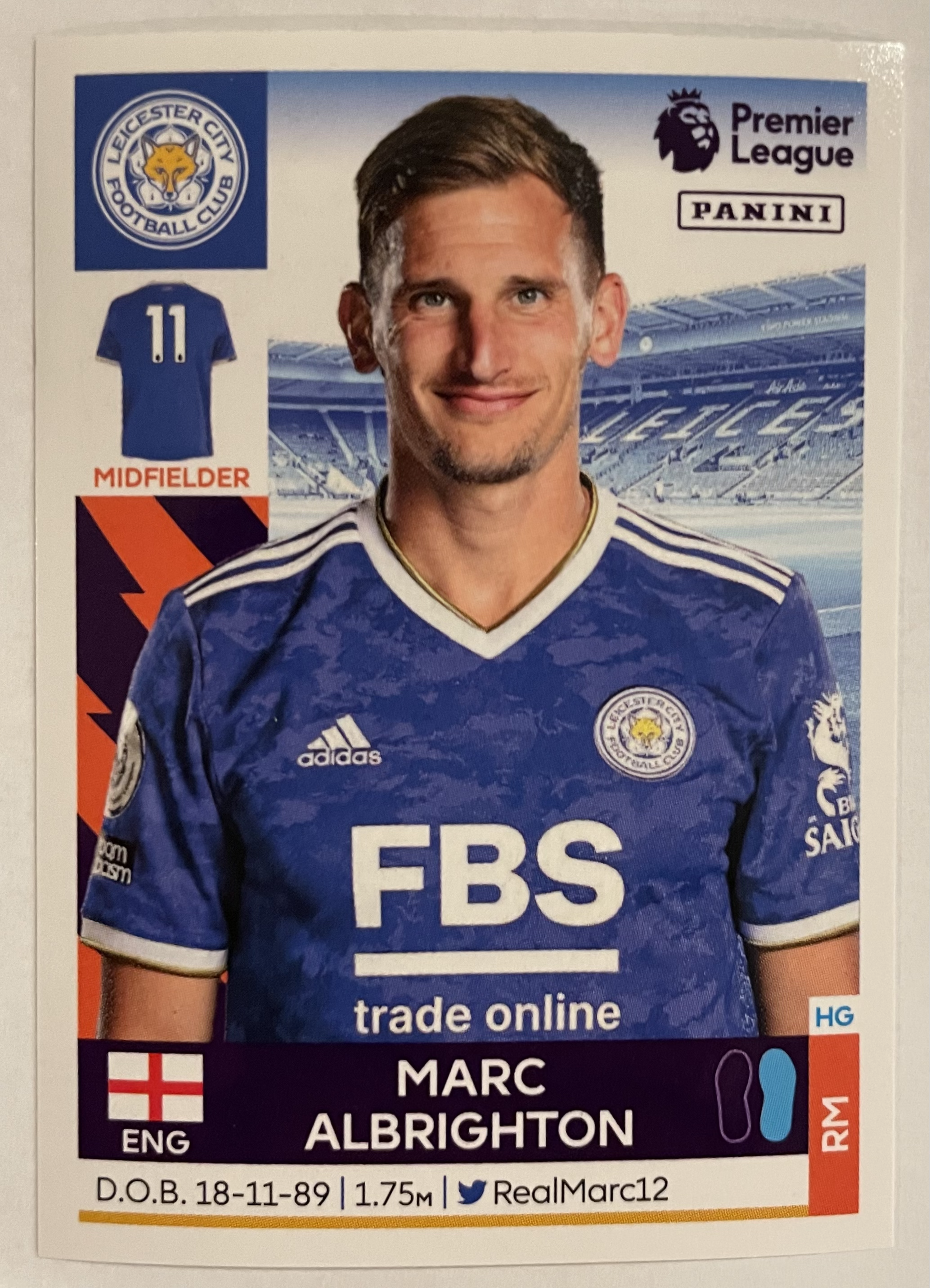 marc albrighton 2022 panini sticker