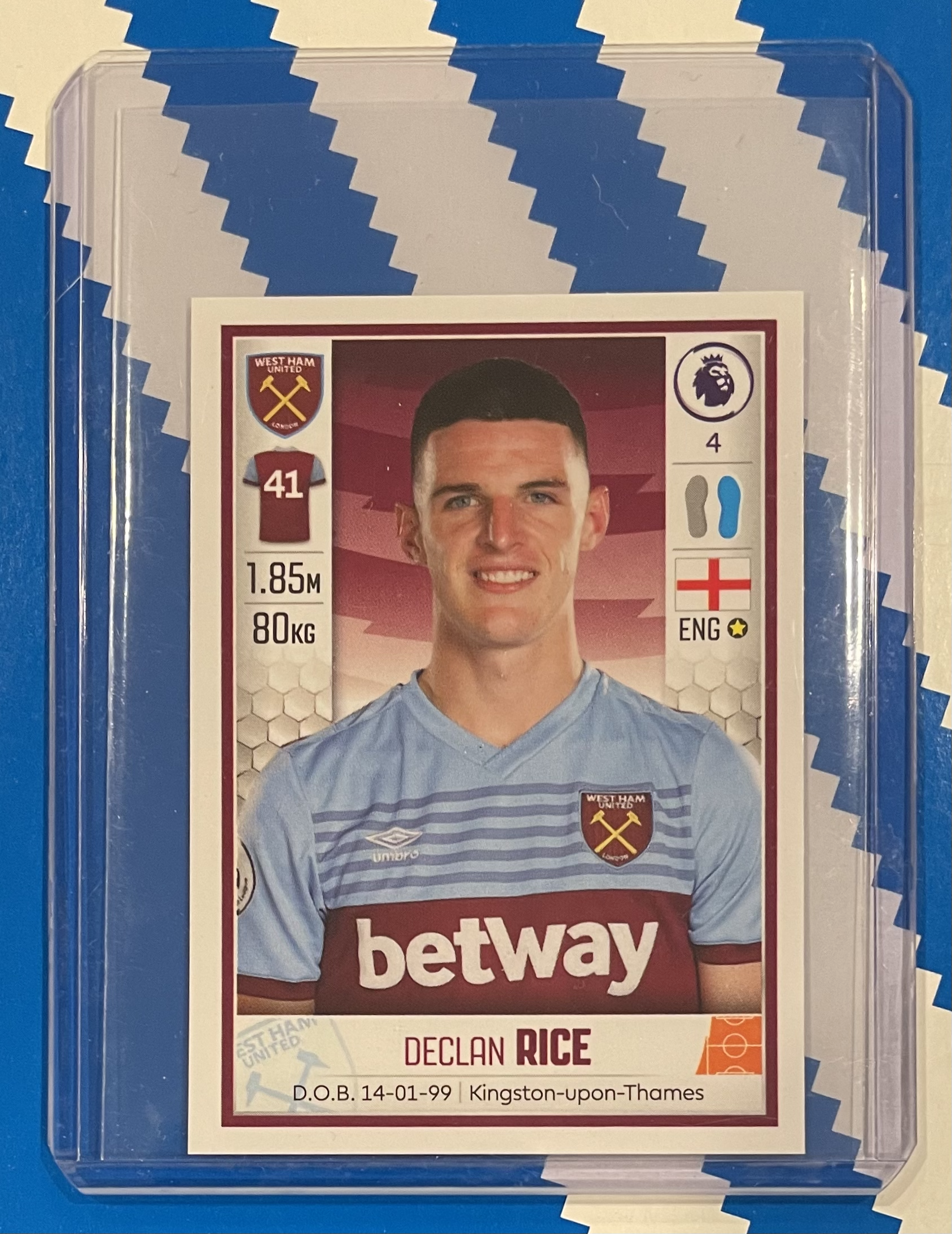 declan rice rookie card panini premier league stickers