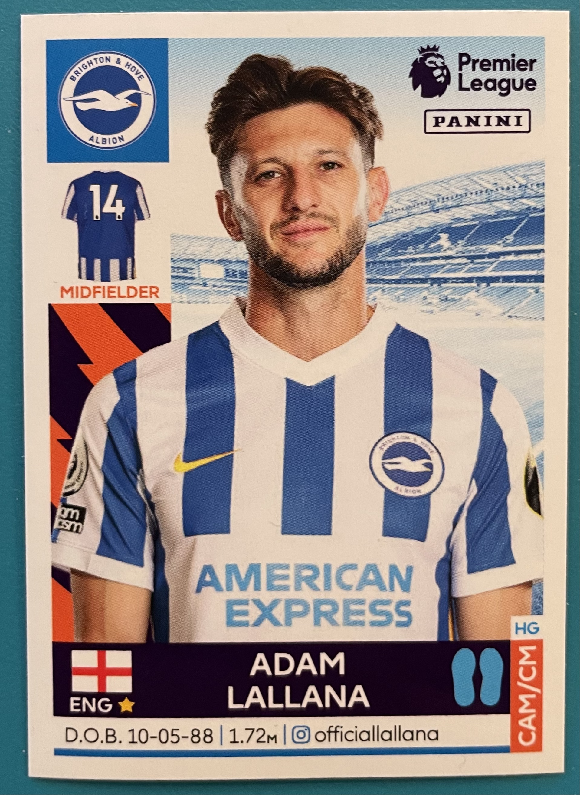 adam lallana 2022 panini sticker
