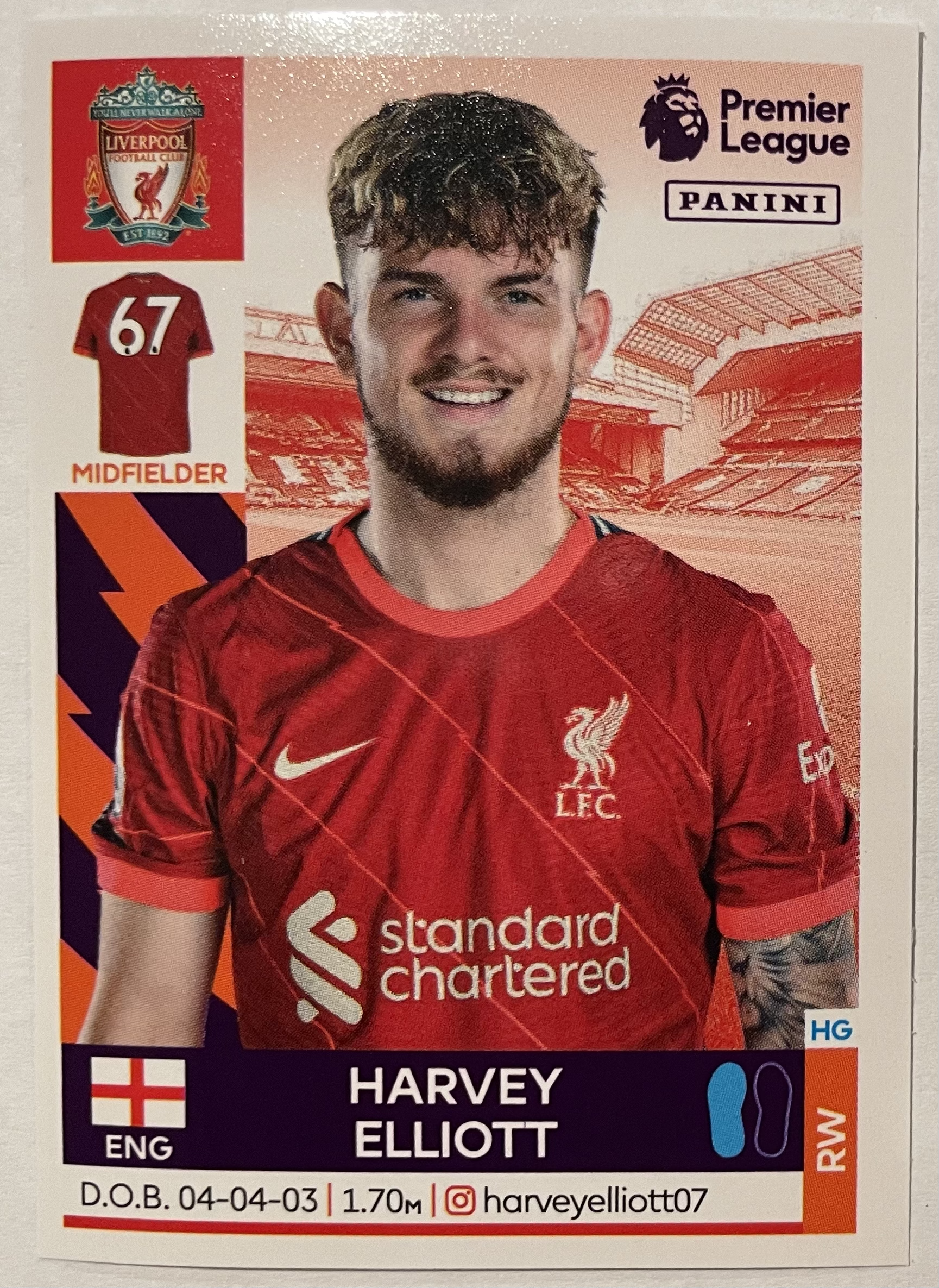 harvey elliott 2022 panini sticker