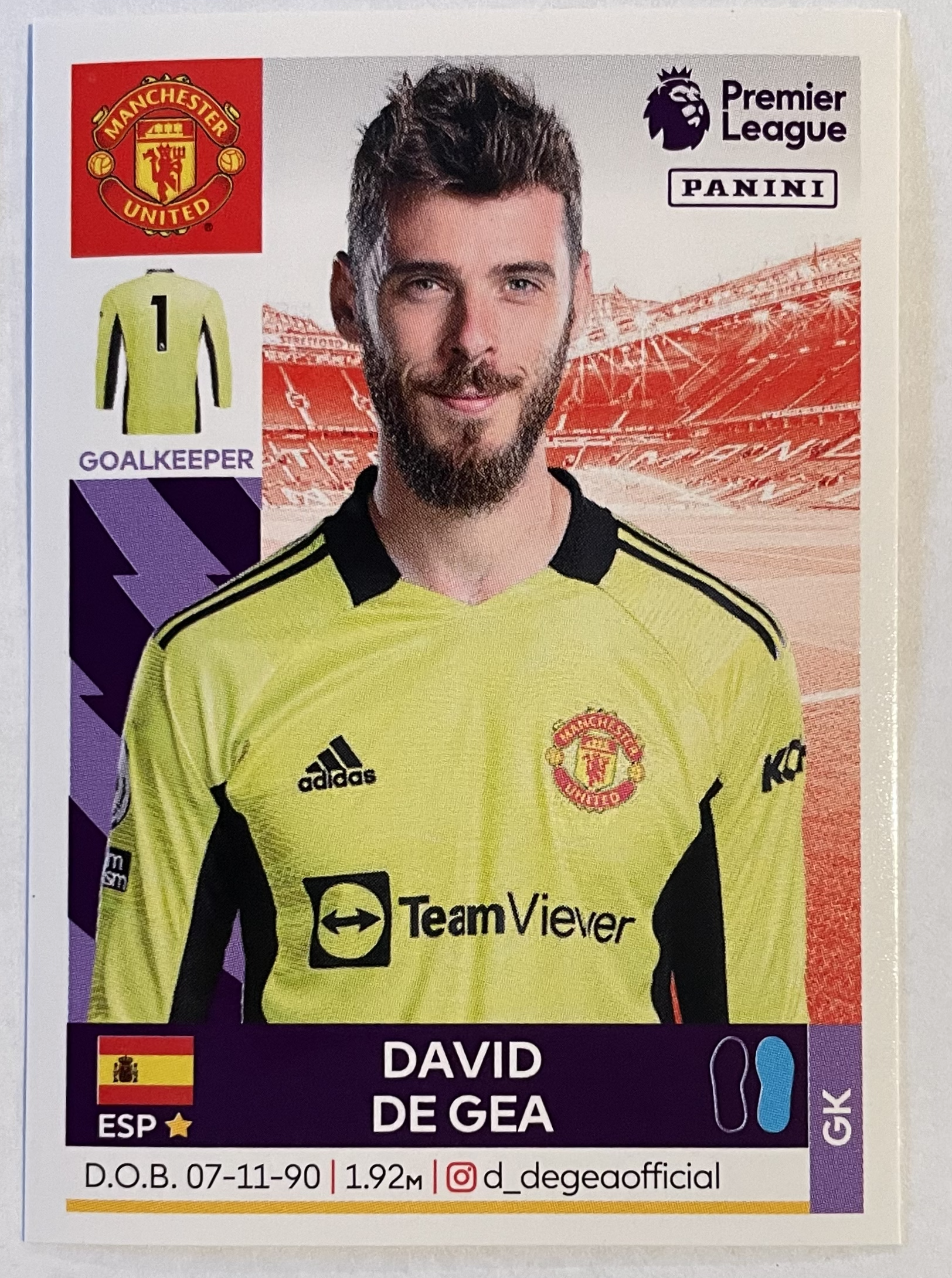 david de gea 2022 panini sticker