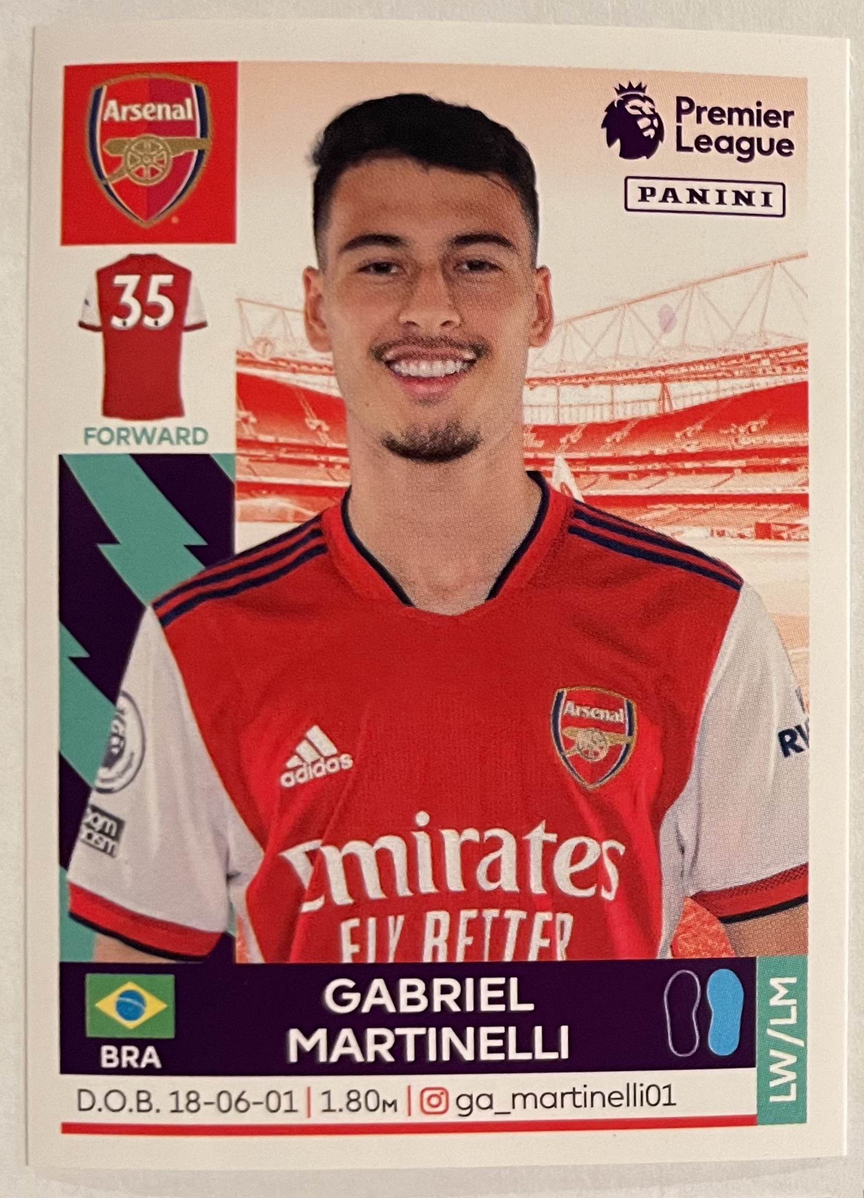 gabriel martinelli 2022 panini sticker
