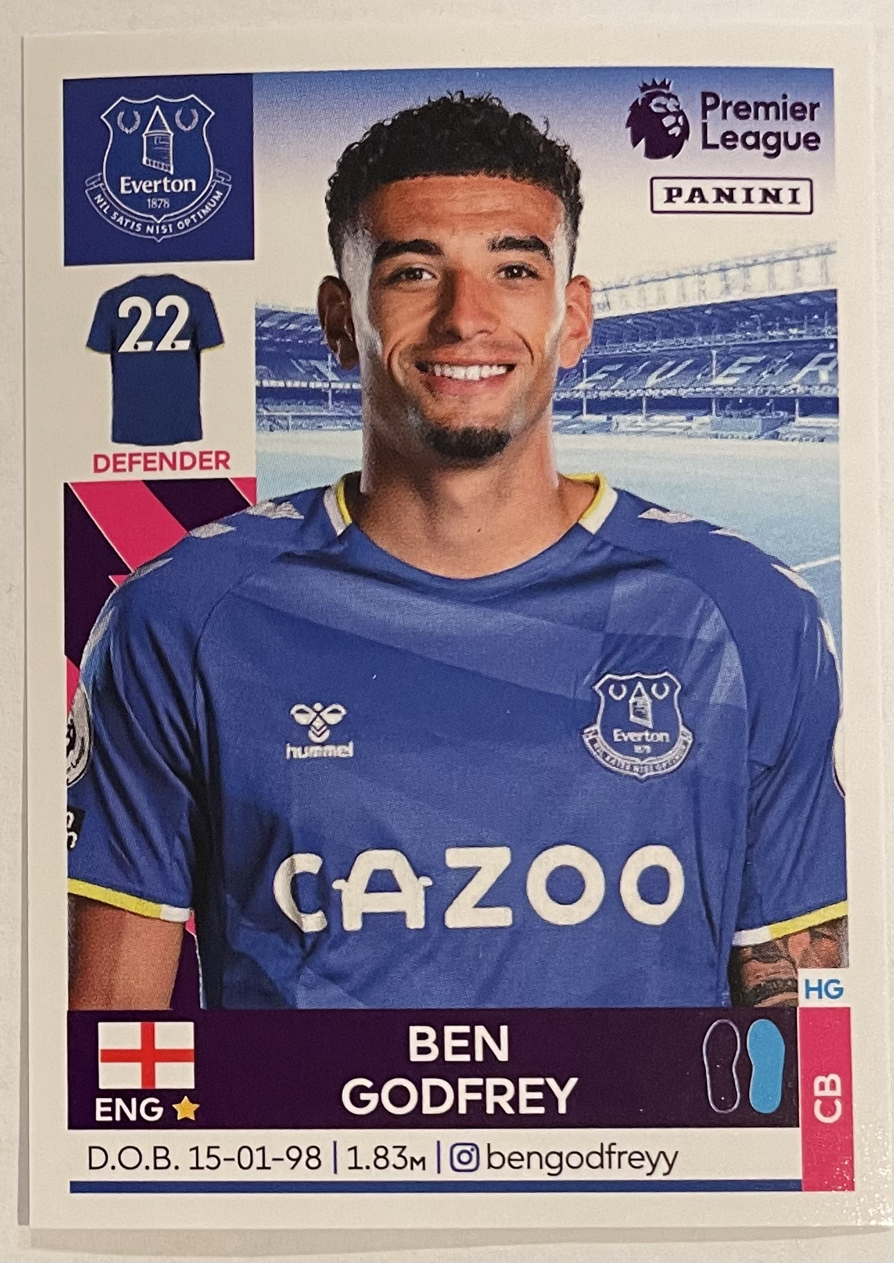 ben godfrey 2022 panini sticker