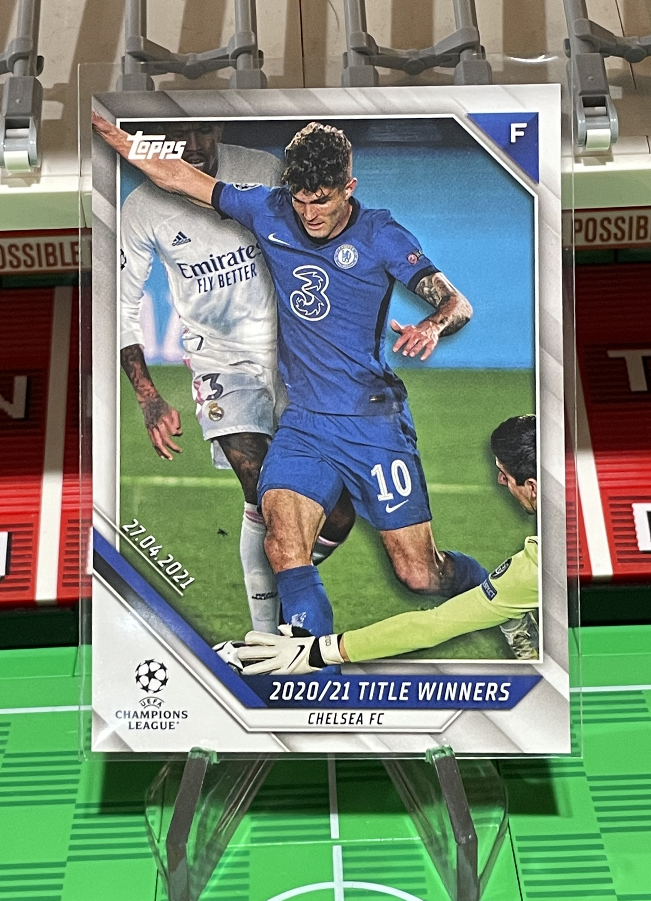 chelsea fc 2021-22 topps title winners christian pulisic card