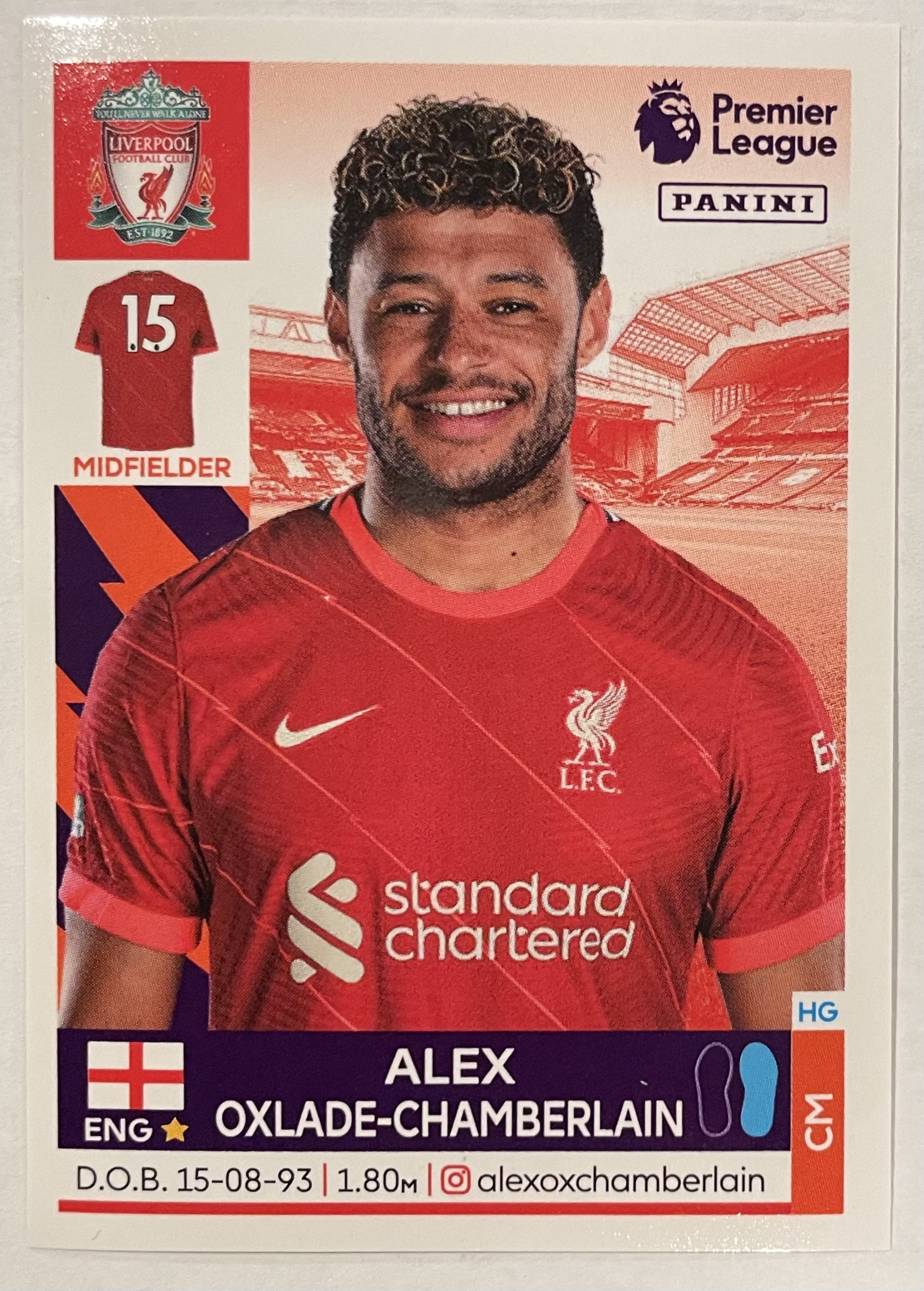 alex oxlade chamberlain 2022 panini sticker