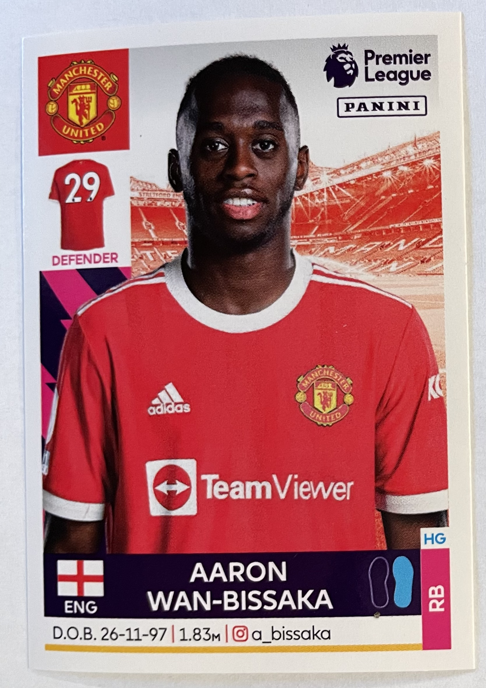 aaron wan-bissaka 2022 panini sticker