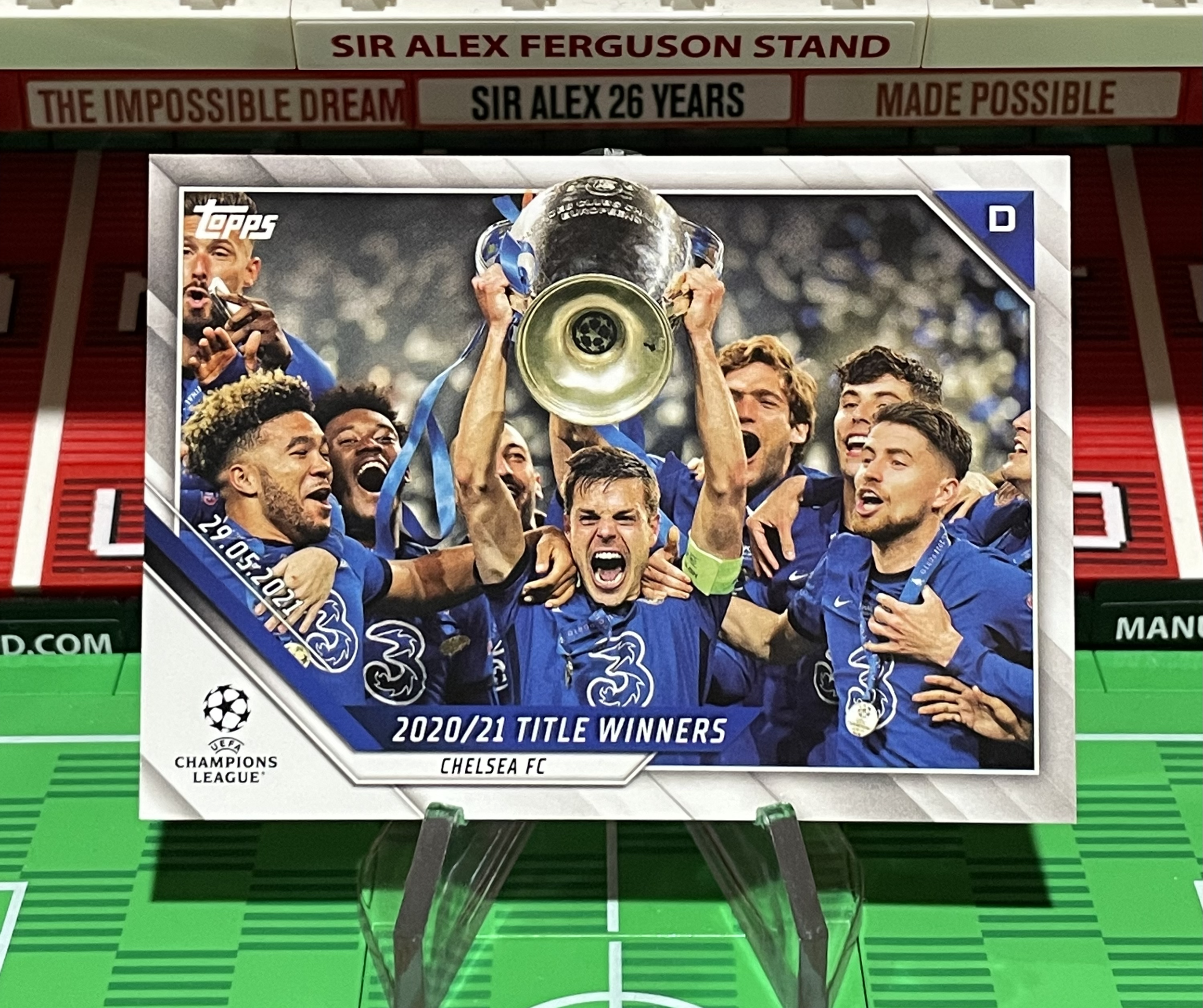 chelsea fc 2020-21 topps champions league title winners card