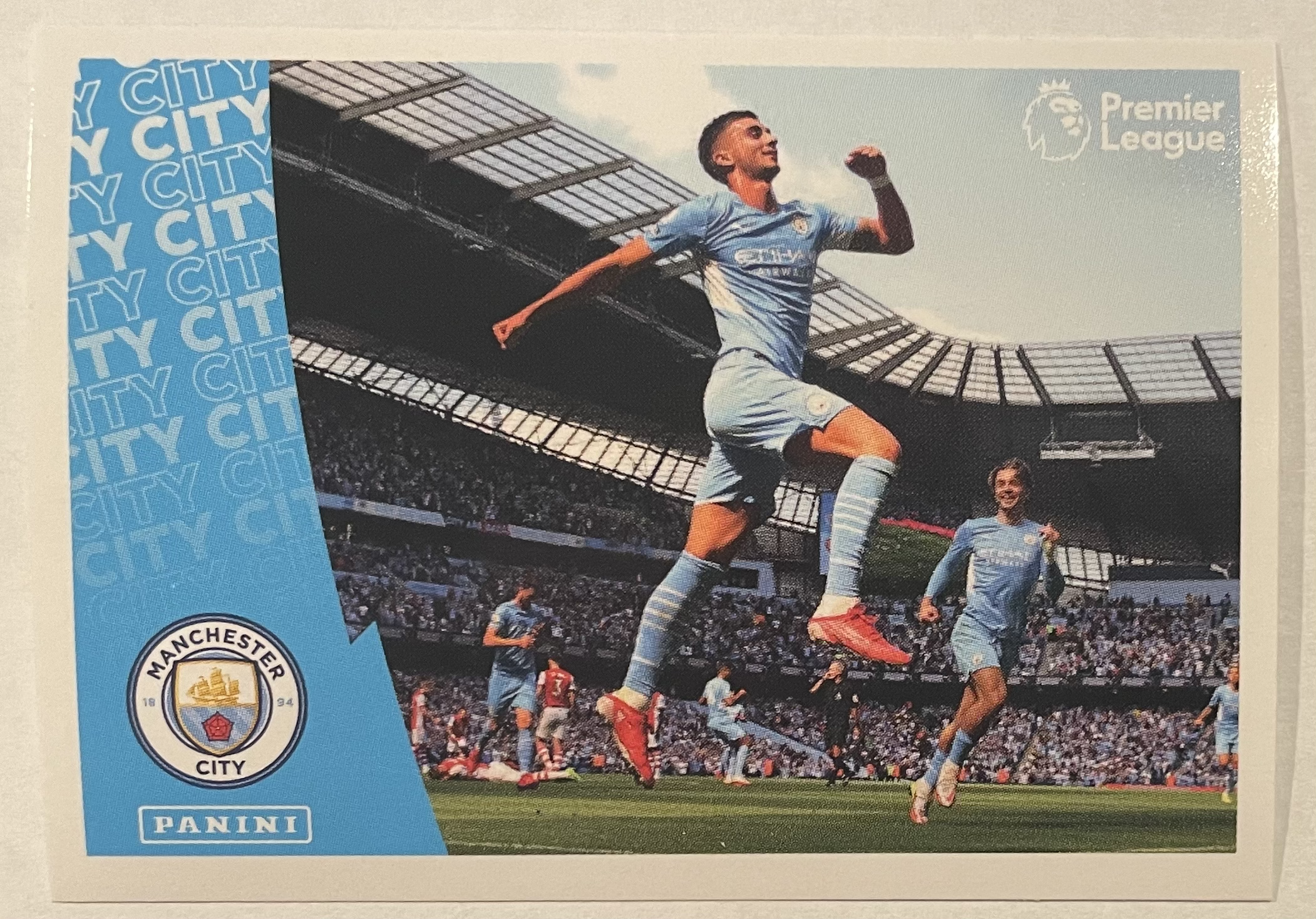 ferran torres manchester city celebration 2022 panini sticker