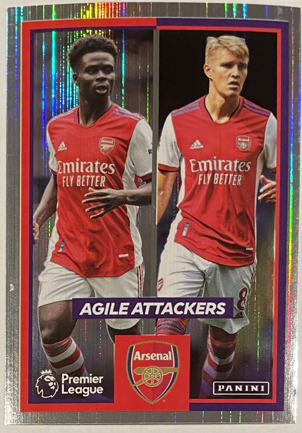 saka and odegaard agile attackers 2022 panini sticker
