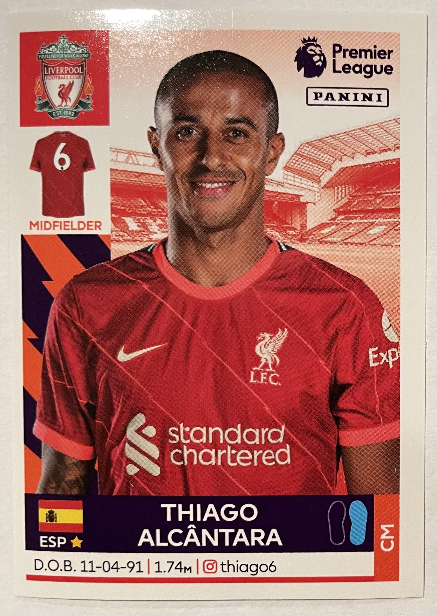 thiago alcantara 2022 panini sticker
