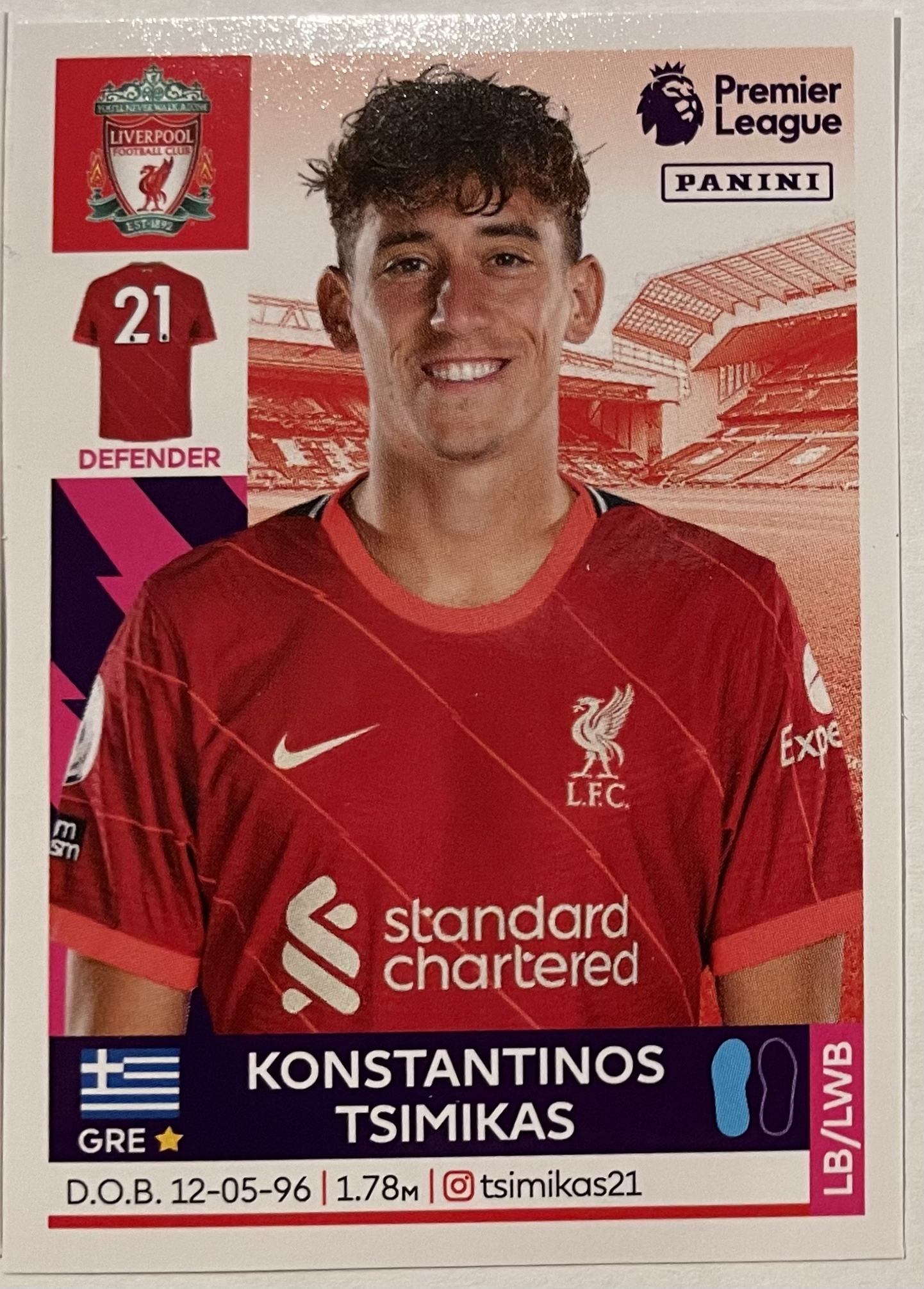 konstantinos tsimikas 2022 panini sticker