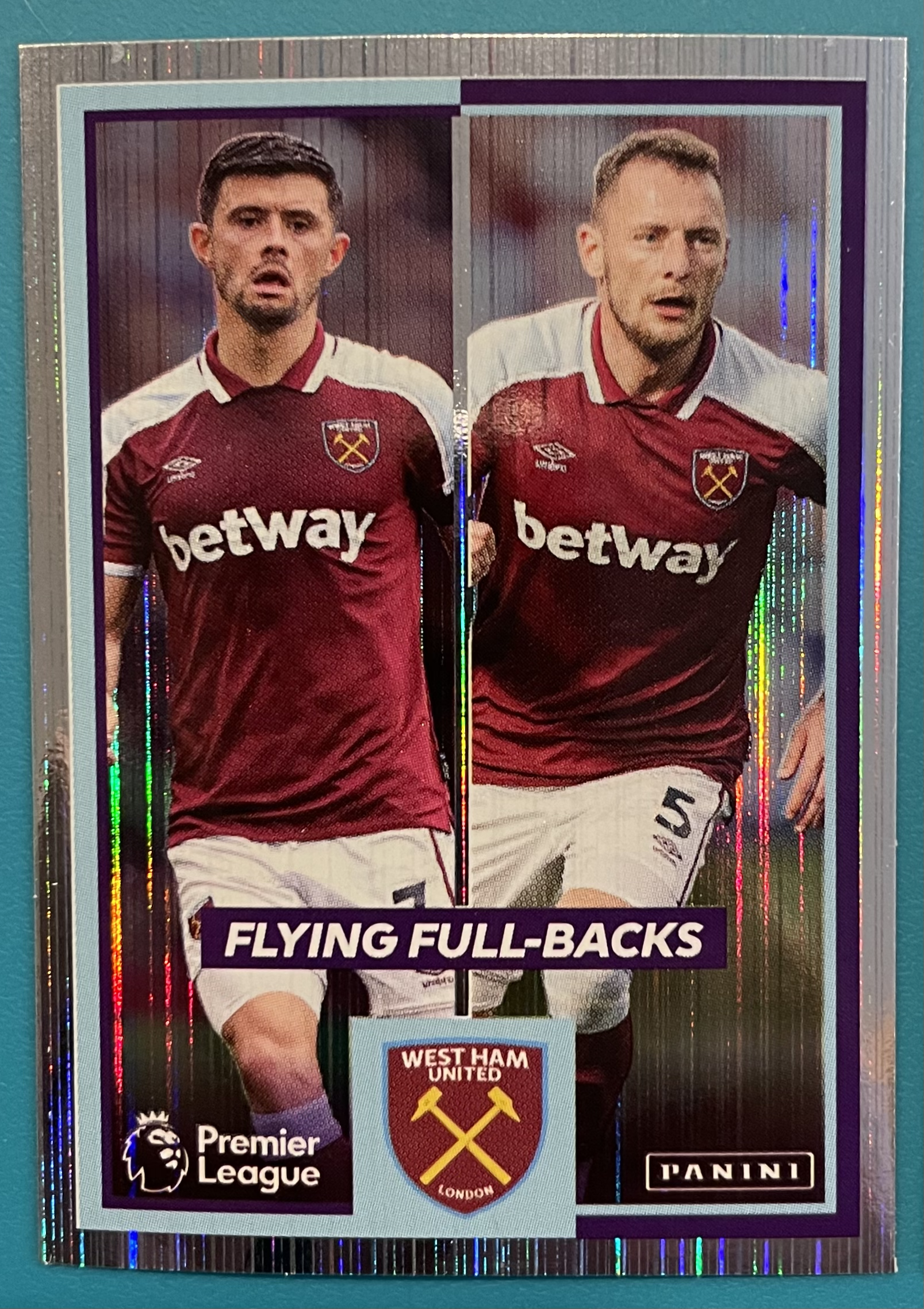 west ham united flying full backs 2022 panini sticker