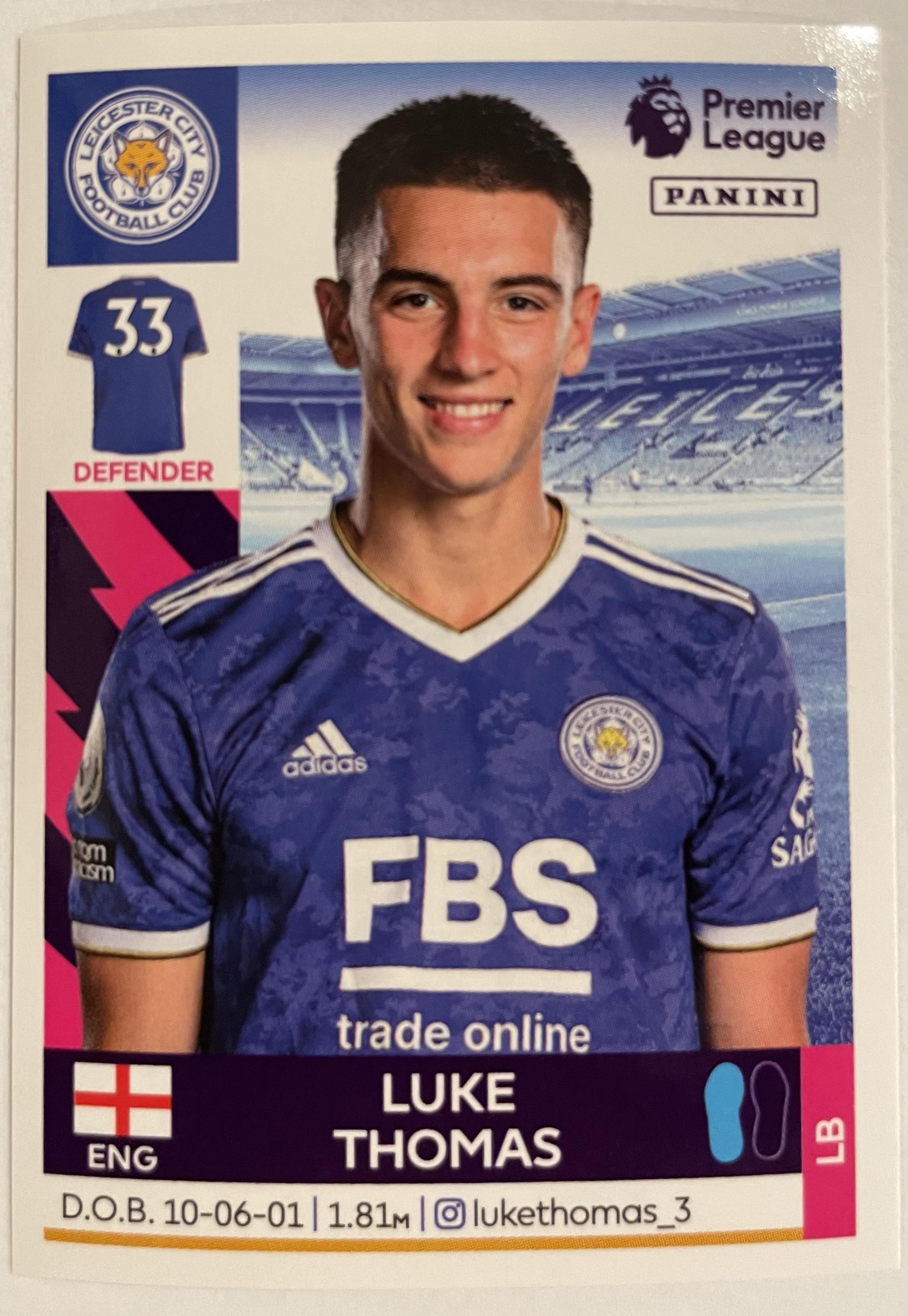 luke thomas 2022 panini sticker
