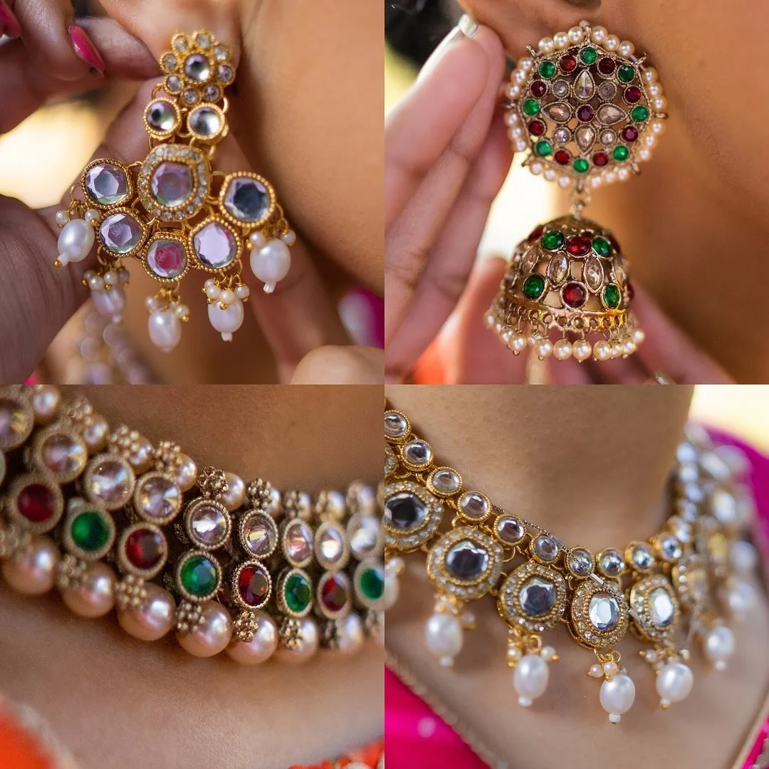 These stunning SIERRA in Ruby/Emerald and RANYA in white sets from @saharagems_  is add so much grace to any traditional look. Swipe 👉 to see the complete look!!
.
🥻: @_seemabatra_ 
🎥 : @karmatography