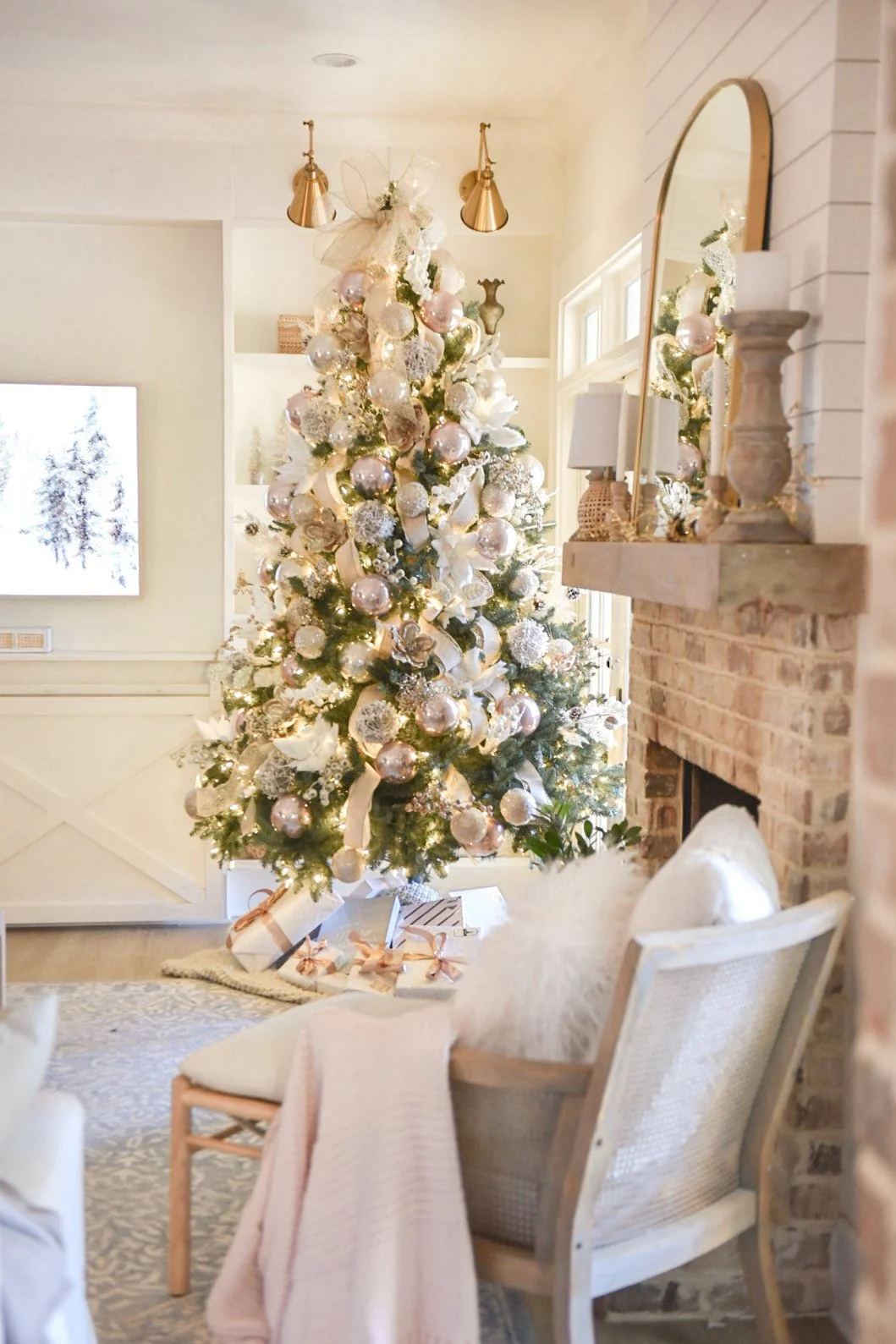 Blush and Champagne Christmas Tree