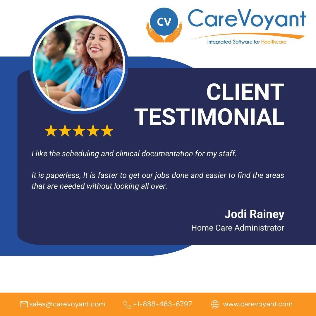 I like the scheduling and clinical documentation for my staff. It is paperless. To learn more about CareVoyant, pl visit, https://www.carevoyant.com/home-care-software #homecare #privateduty #privatedutynursing #hcbs #personalcare #homehealth #homehe