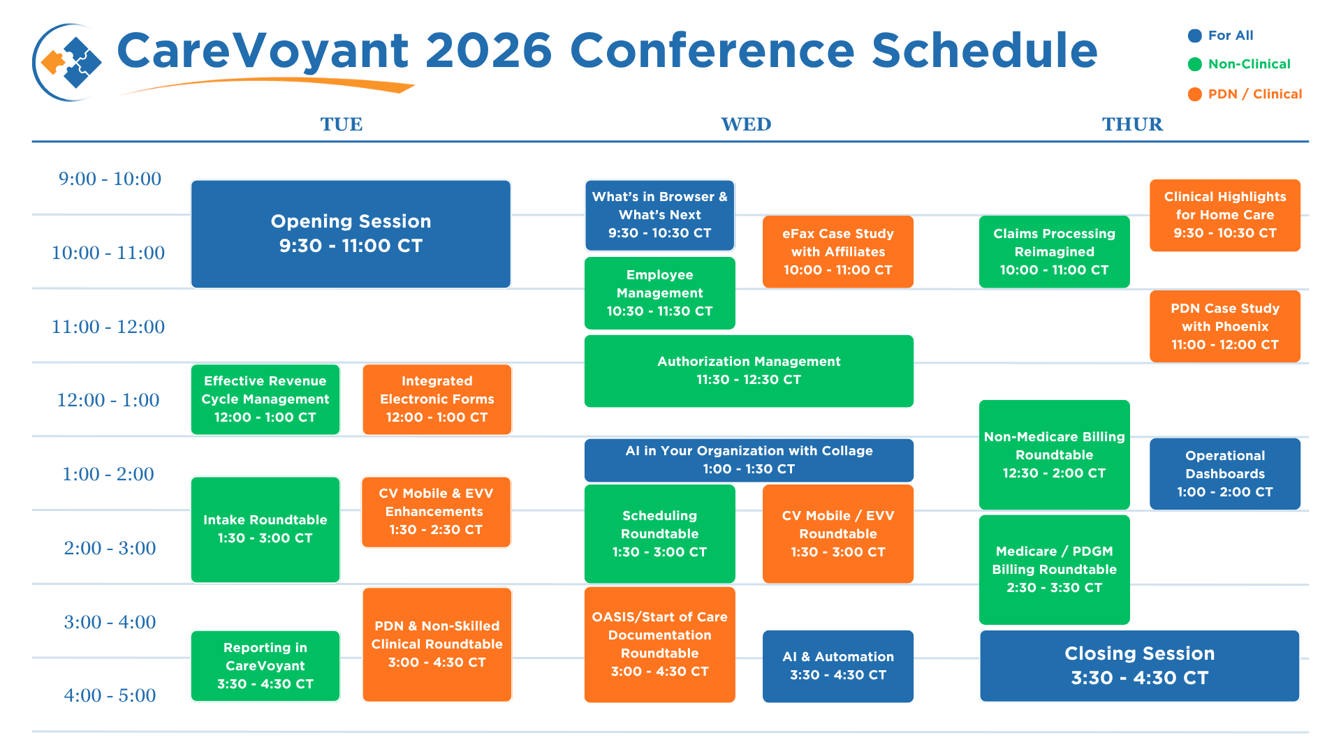 CareVoyant User Conference 2026 Schedule