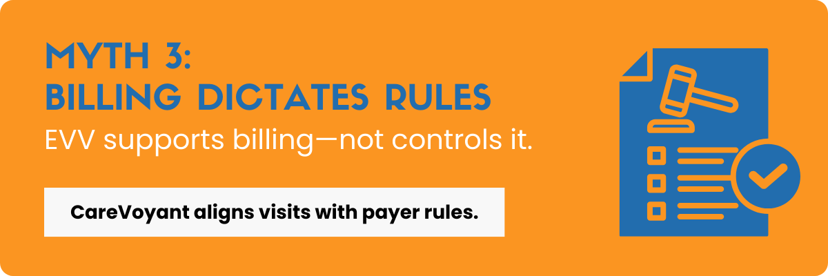 CareVoyant’s billing and revenue cycle management tools align EVV data with payer rules. Automatic validation reduces denials and speeds reimbursement. When state rules shift, CareVoyant adapts quickly, keeping agencies compliant.