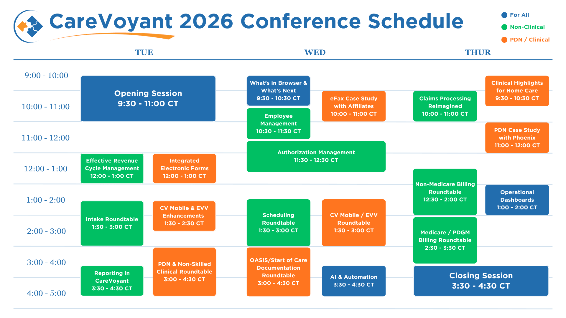 CareVoyant User Conference 2026 Schedule