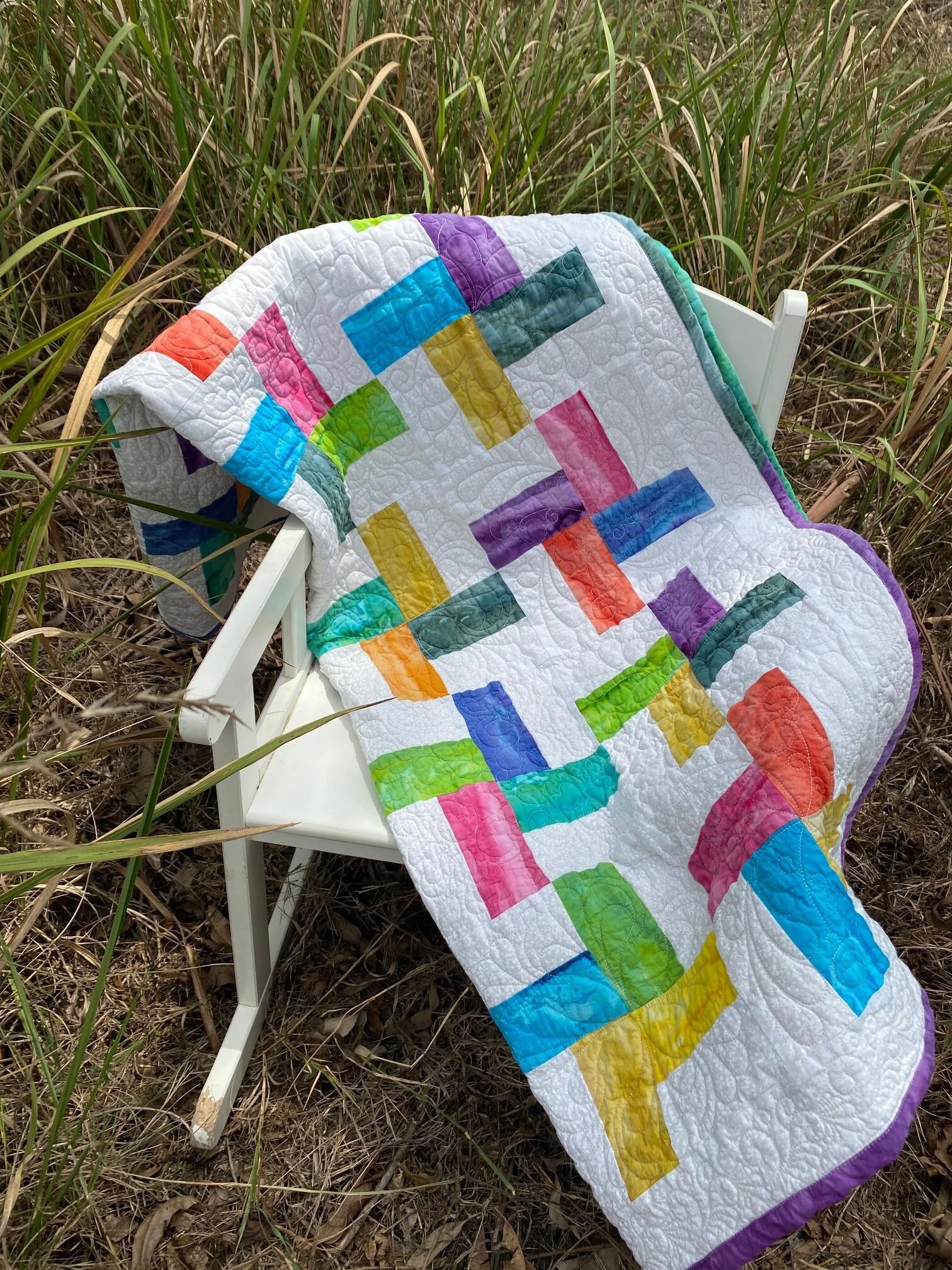 Multi Colour Criss Cross Quilt