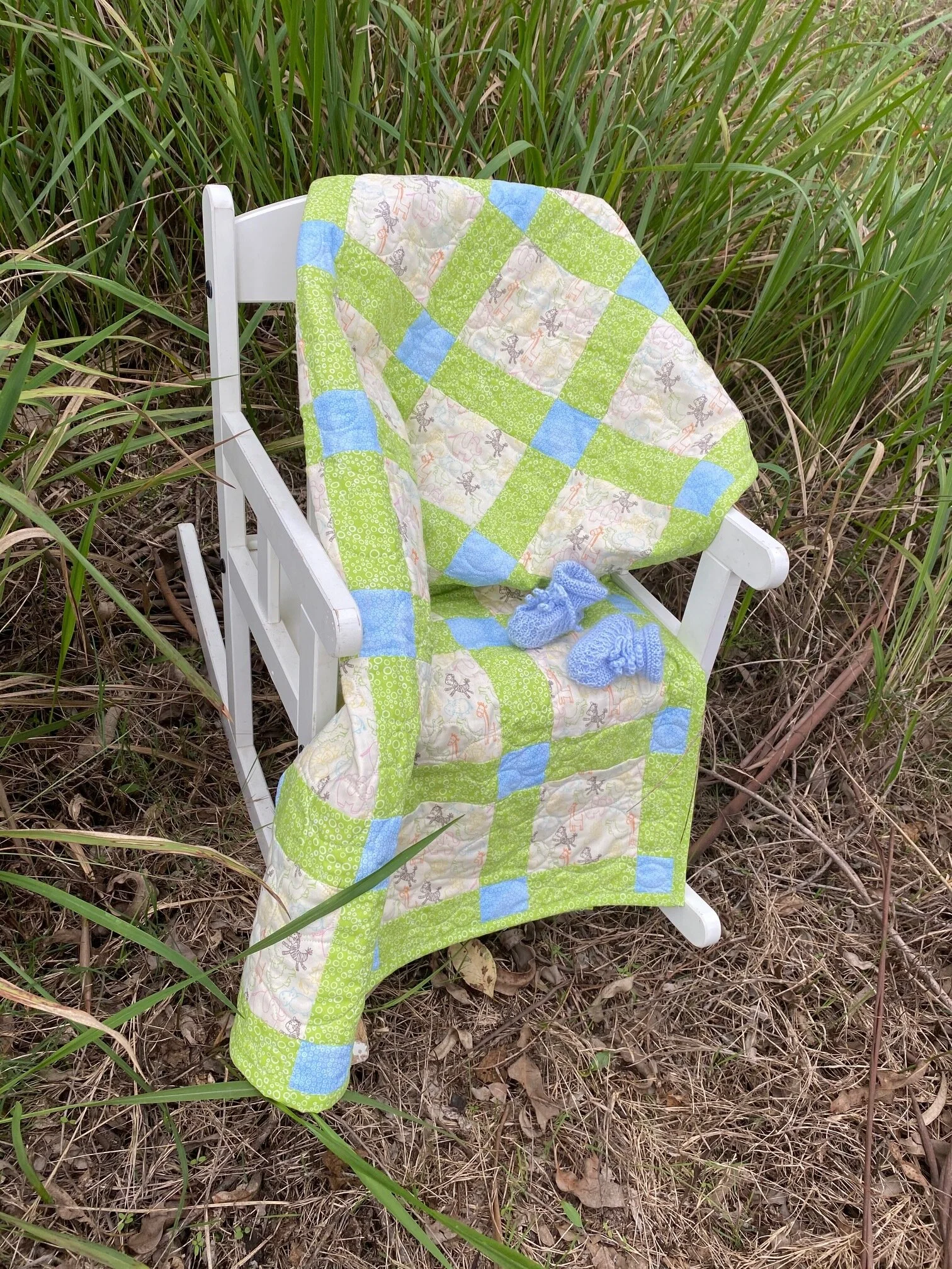 Baby Animal Blue and Green 9 Patch