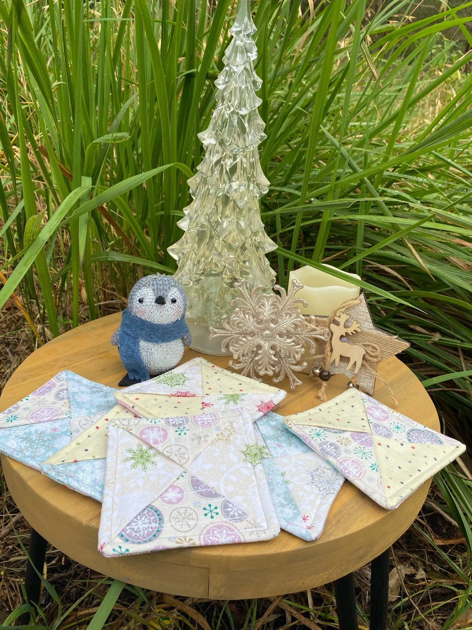 Christmas 4 Pastels Fabric Coasters