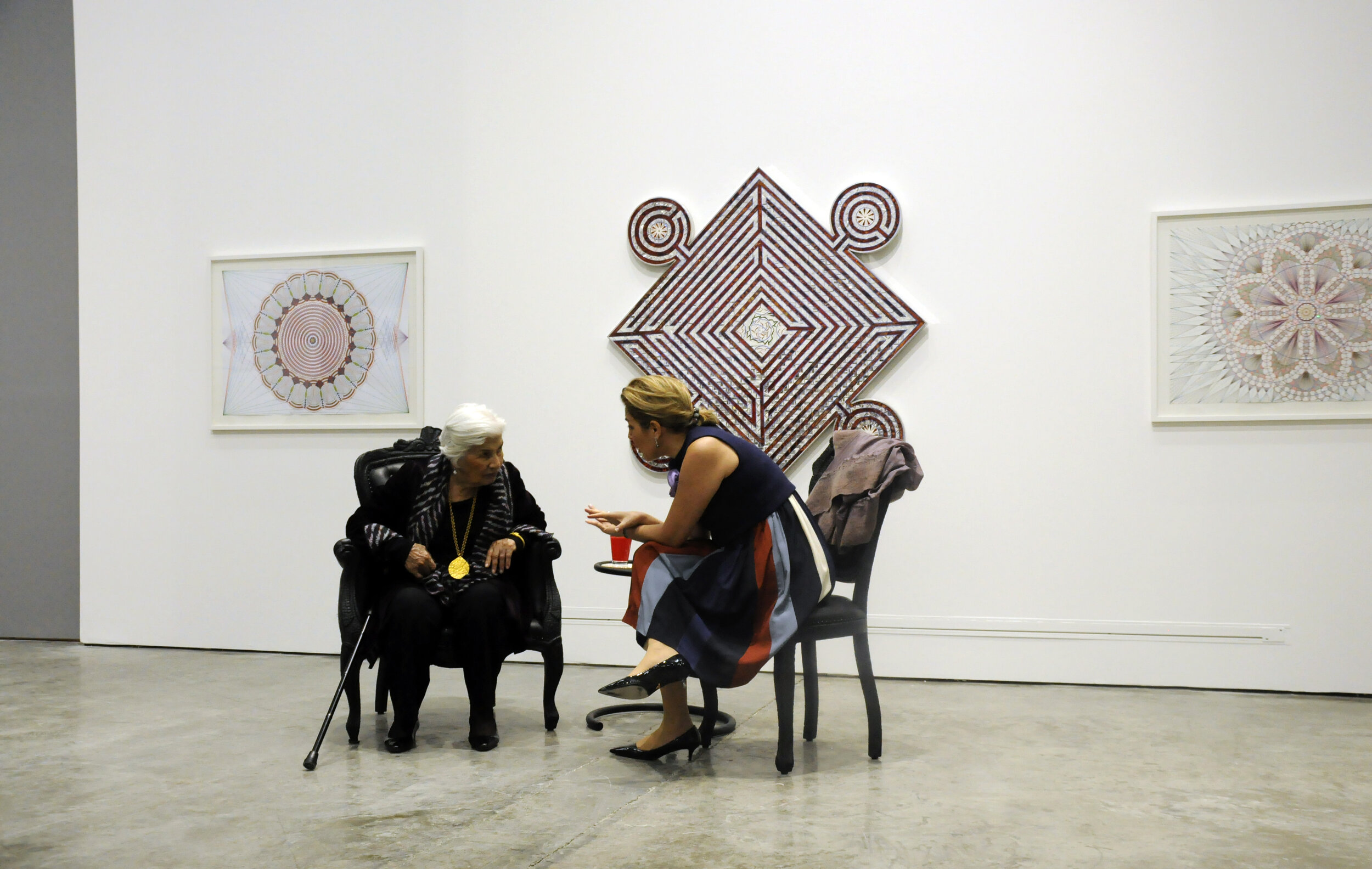  With Iranian artist Monir Farmanfarmaian at The Third Line, Dubai, 2016 