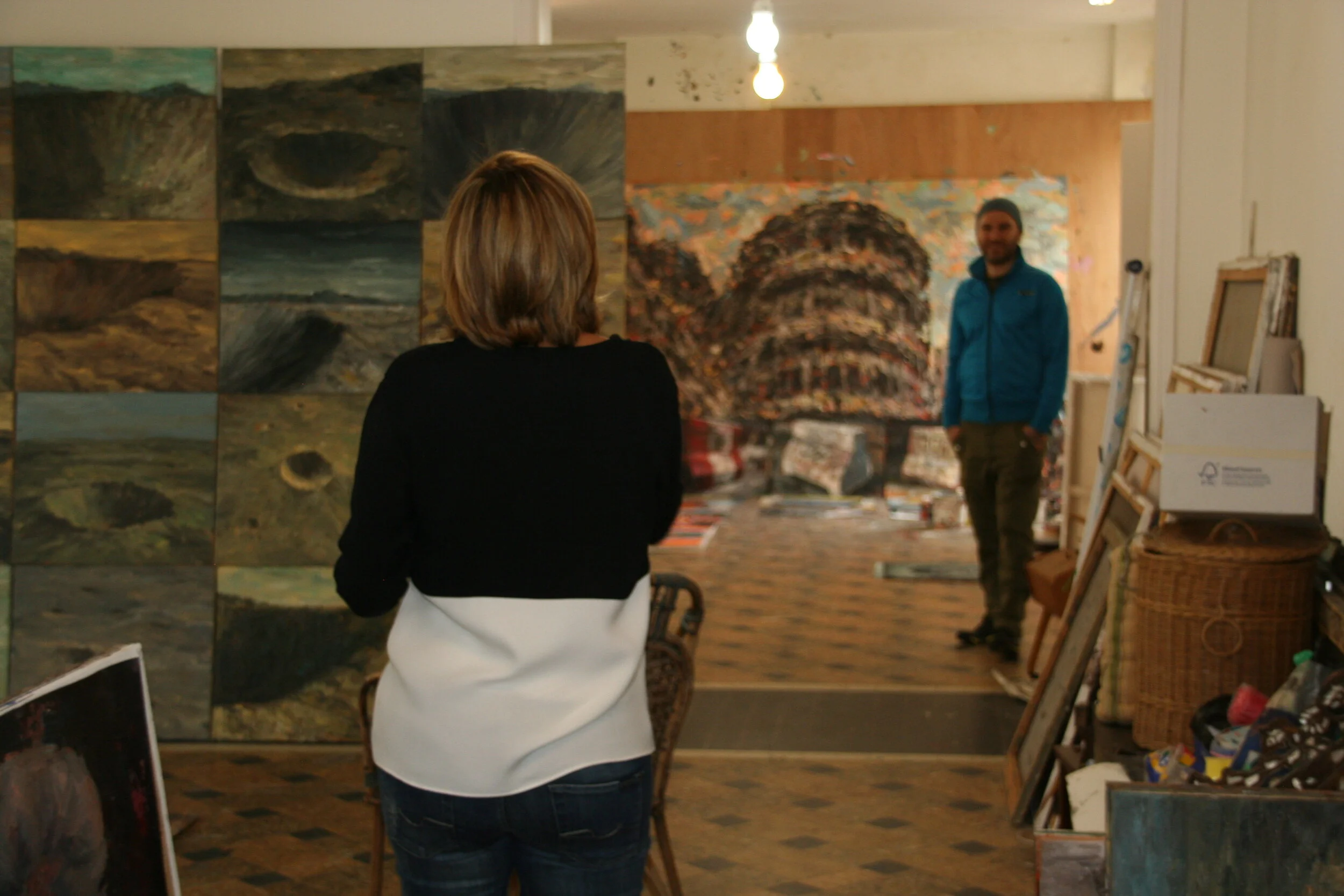  With Lebanese artist Ayman Baalbaki at his studio in Beirut, 2014 