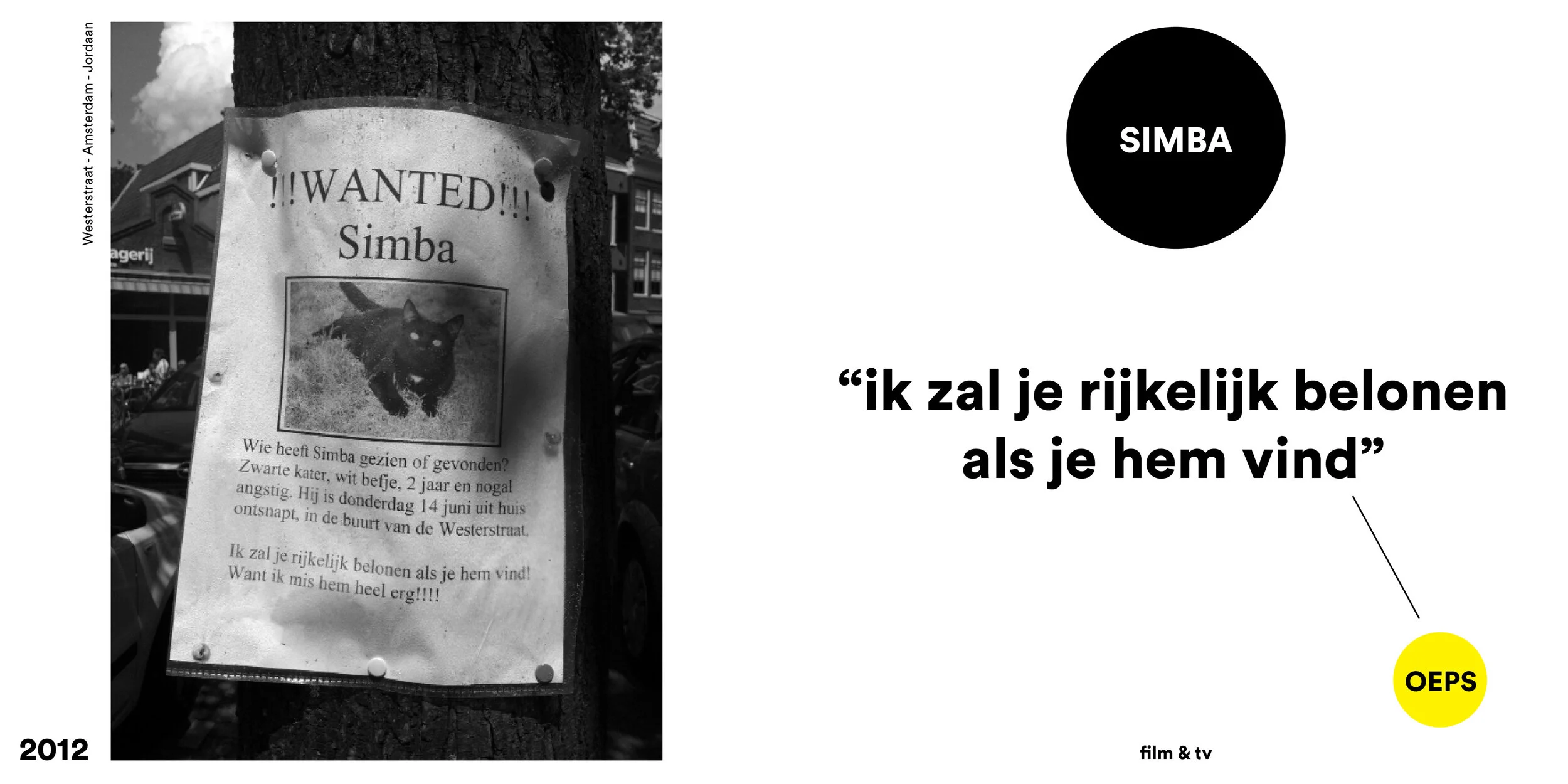 film & tv | 2012 | amsterdam | kat | poezenbriefje | vermist | simba