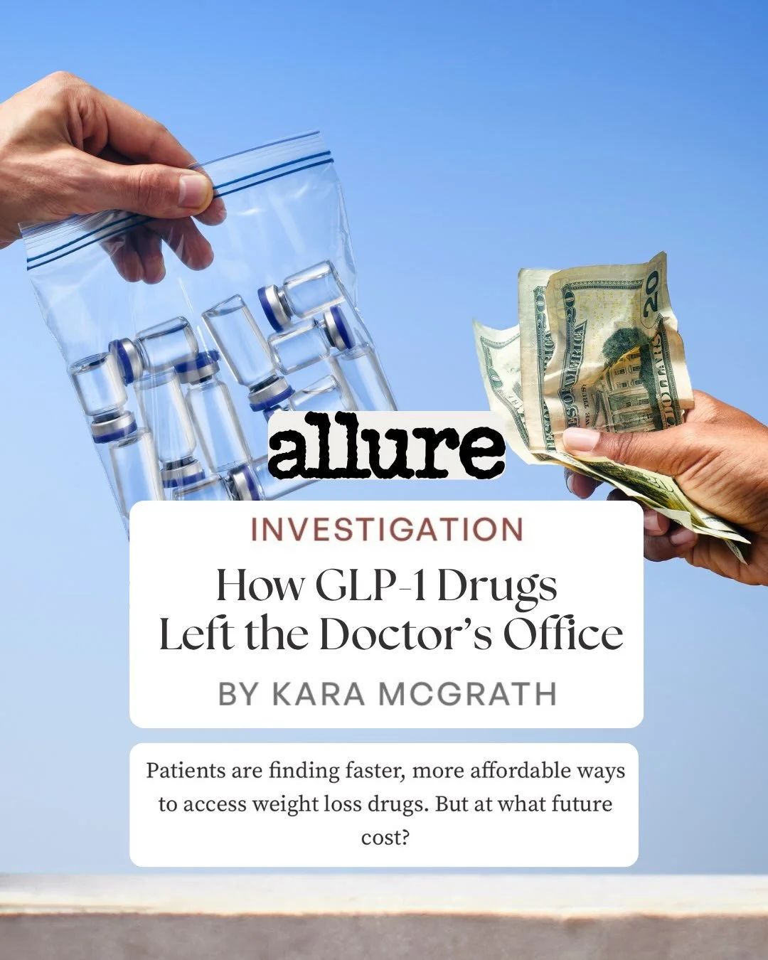 my latest for @allure, a feature long in the making. the glp-1 gray market has existed essentially since the drugs have been widely used, but it&rsquo;s exploded since millions of people lost insurance coverage for them this year. in the months i spe