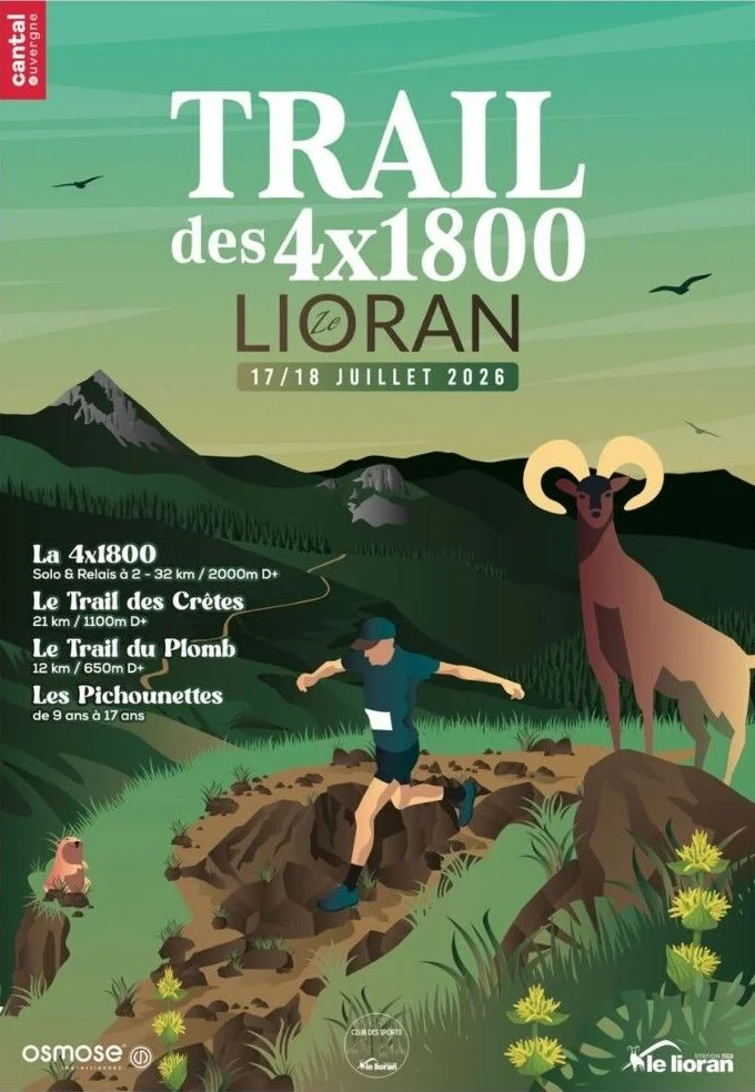 Affiche Trail 4 x 1800 juillet 2026 Cantal Auvergne
