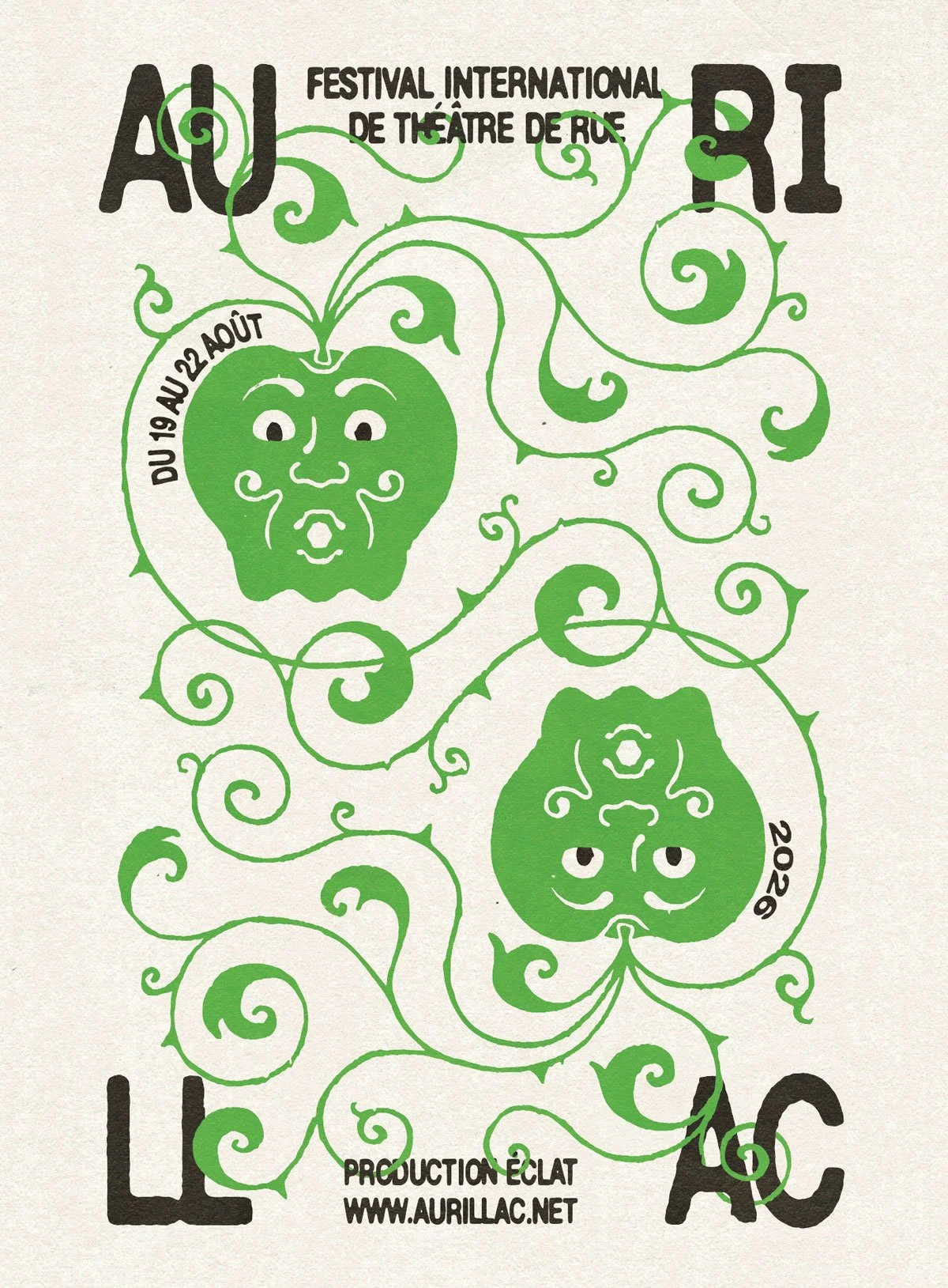 Affiche 2026 du festival international de théâtre de rue d'Aurillac, Cantal