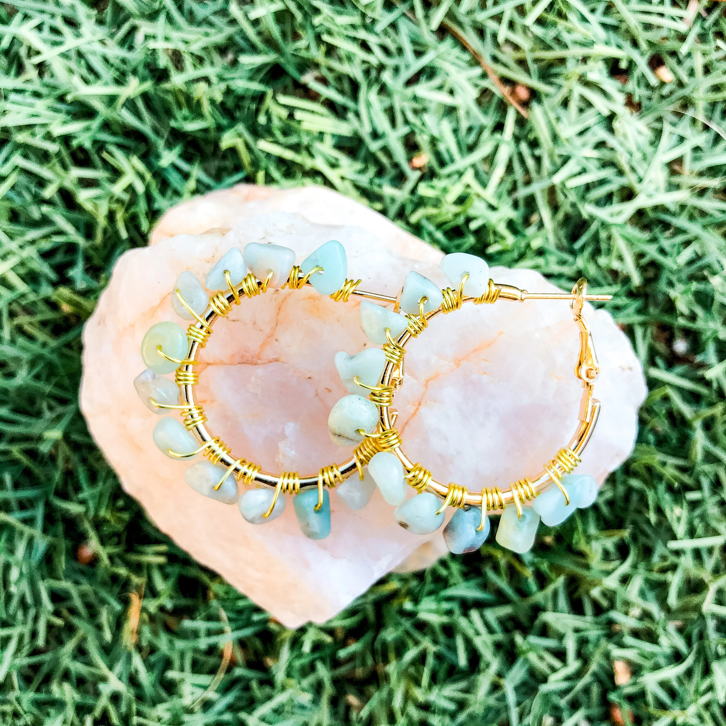 Courage + Integrity - Amazonite Hoops