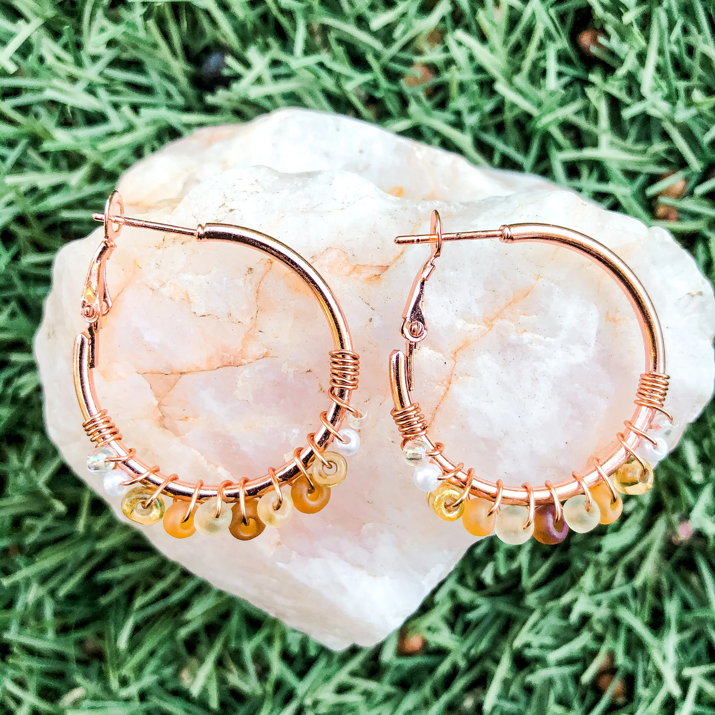 Mini Megan - Rose Gold Beaded Hoops