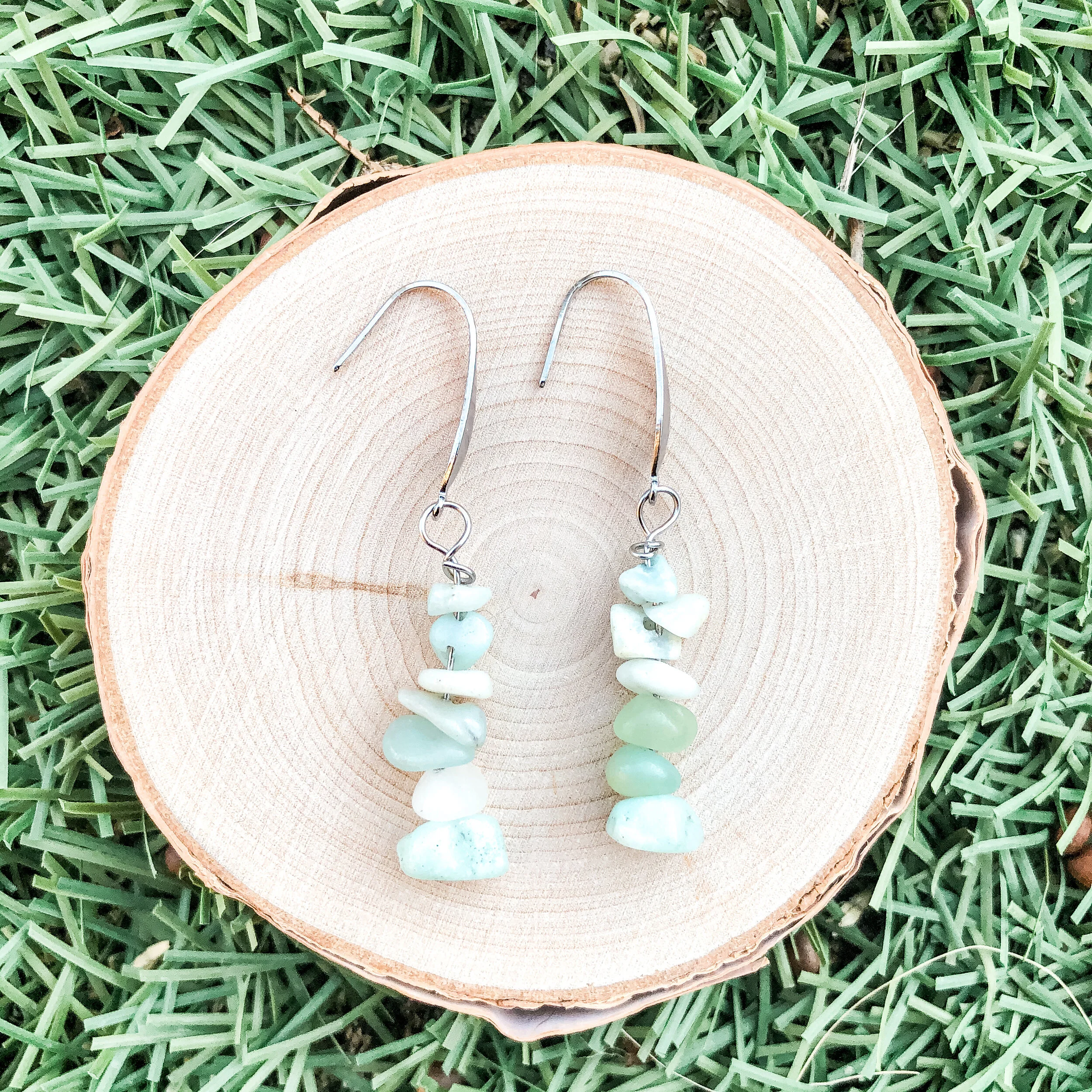 Courage + Integrity - Amazonite Stacked Dangling Earrings 