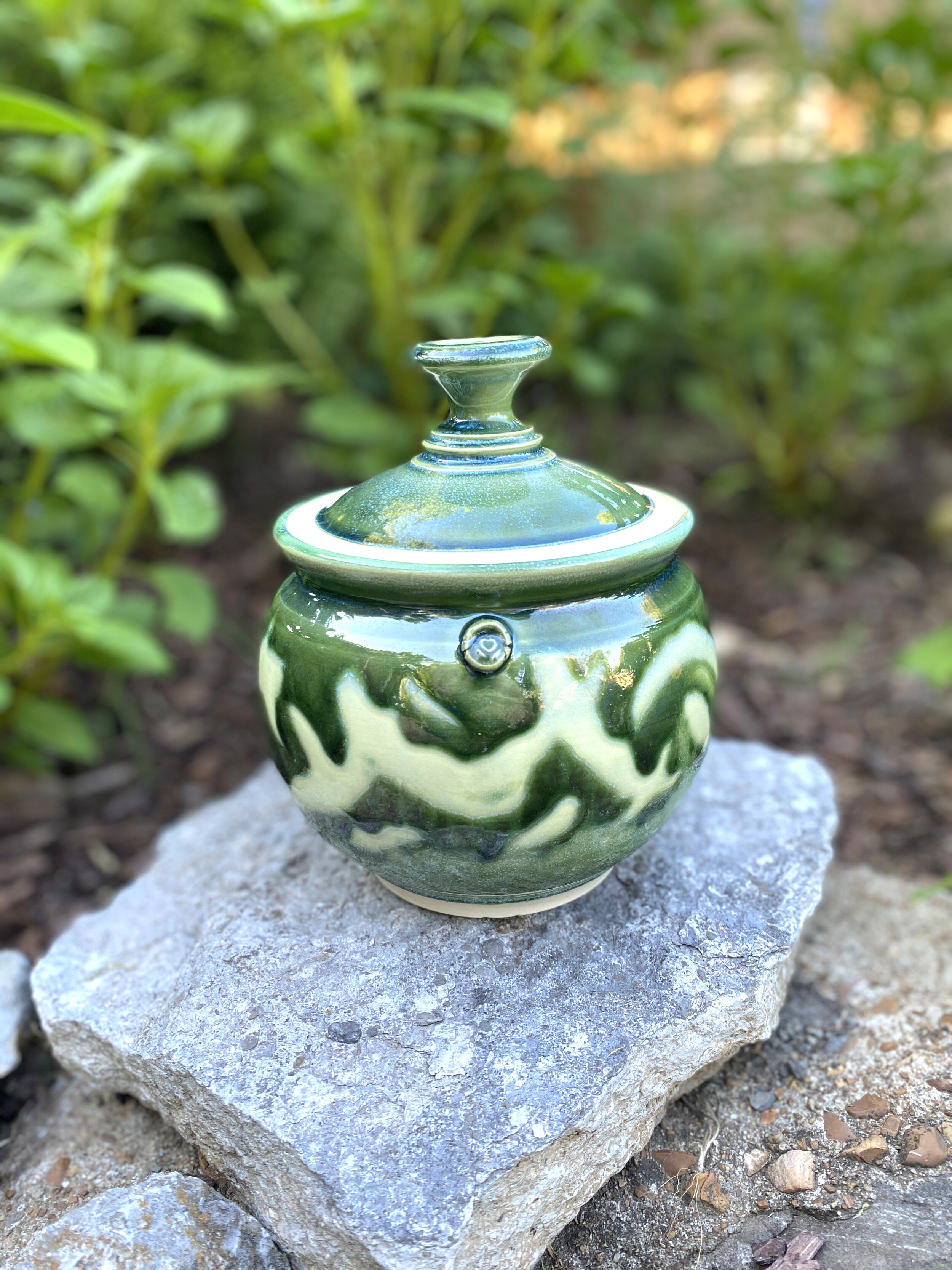 Medium Green Graffiti Cover Jar