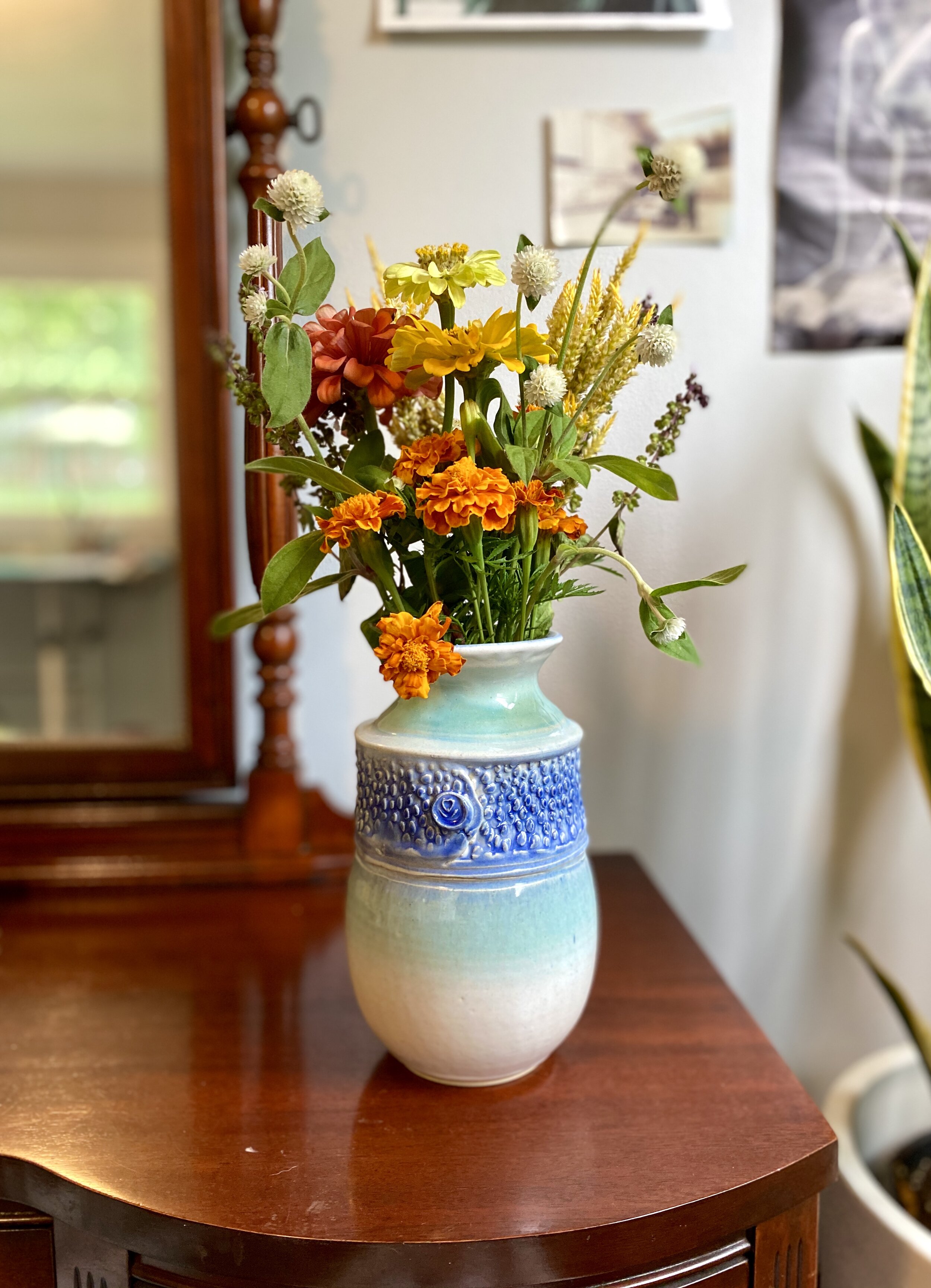 Textured Midnight Blue Vase