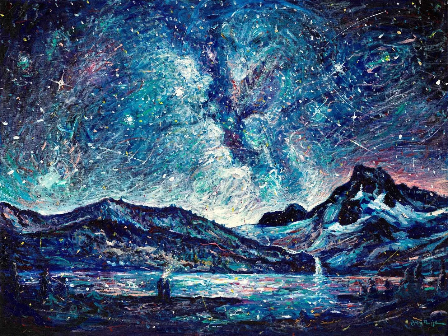 As an artist I can&rsquo;t resist the allure of the Sierras with their craggy peaks and picturesque lakes. This painting captures a bit of that magic. The dragon head in the sky came out completely by accident while I was painting this. Instead of ca