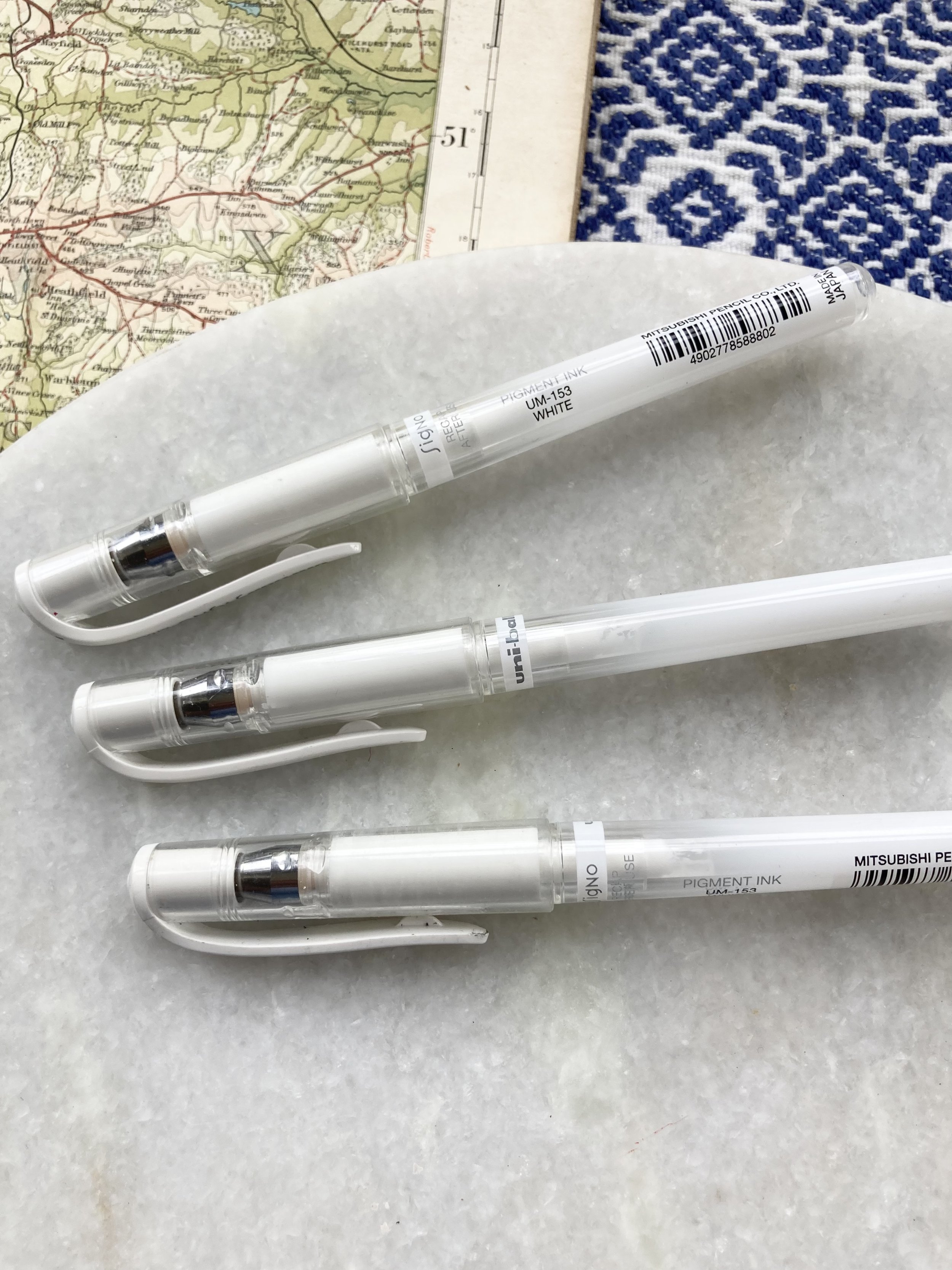 UniBall White Gel Pen by Chris Haughey 