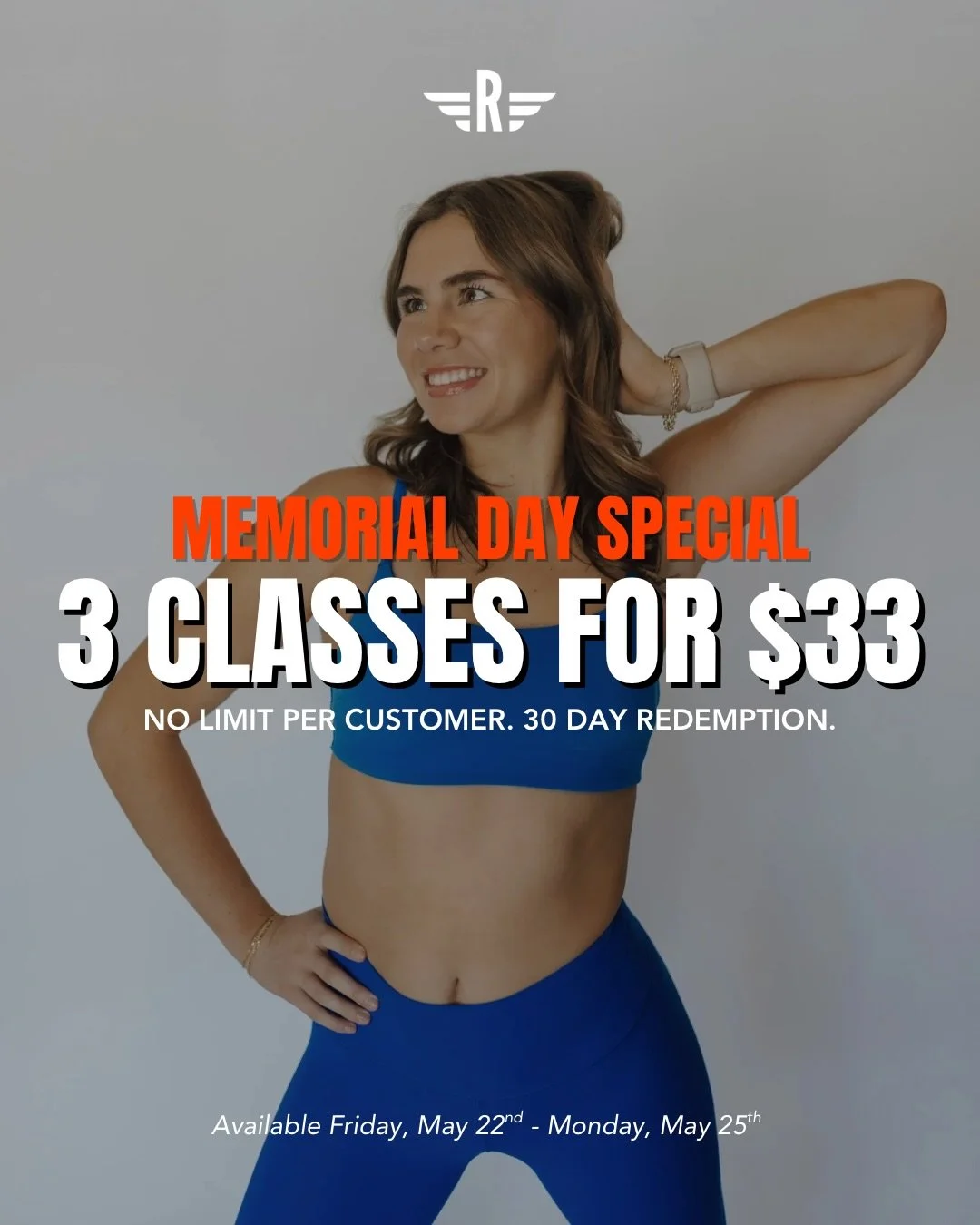 MEMORIAL DAY SALE &hearts;️🌟

Your holiday weekend just got better &mdash; grab 3 classes for only $33!

✔️ No purchase limit
✔️ 30-day redemption window
✔️ Available May 22nd&ndash;May 25th

Don&rsquo;t miss out &mdash; stock up on classes &amp; le