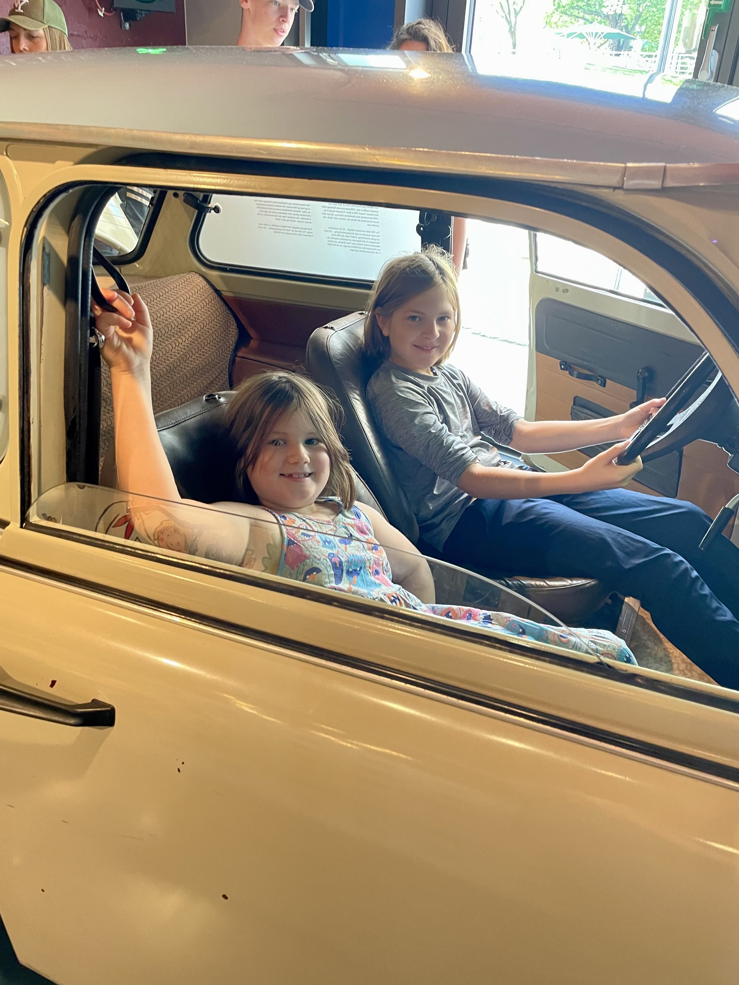 In a Trebant car at the excellent DDR museum