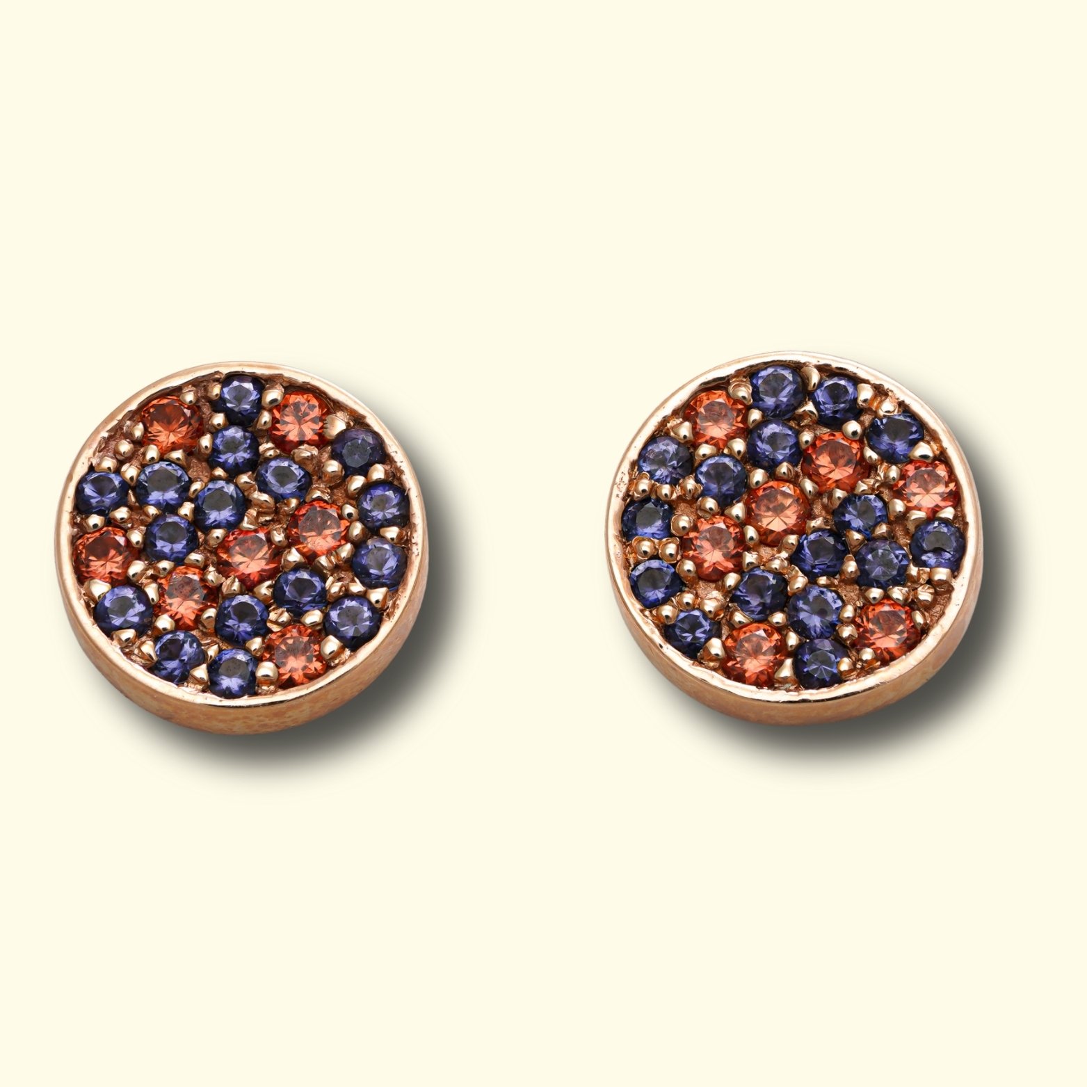 Micro Pave Disc Iolite & Orange Sapphires 16g Threaded Rose Gold ...