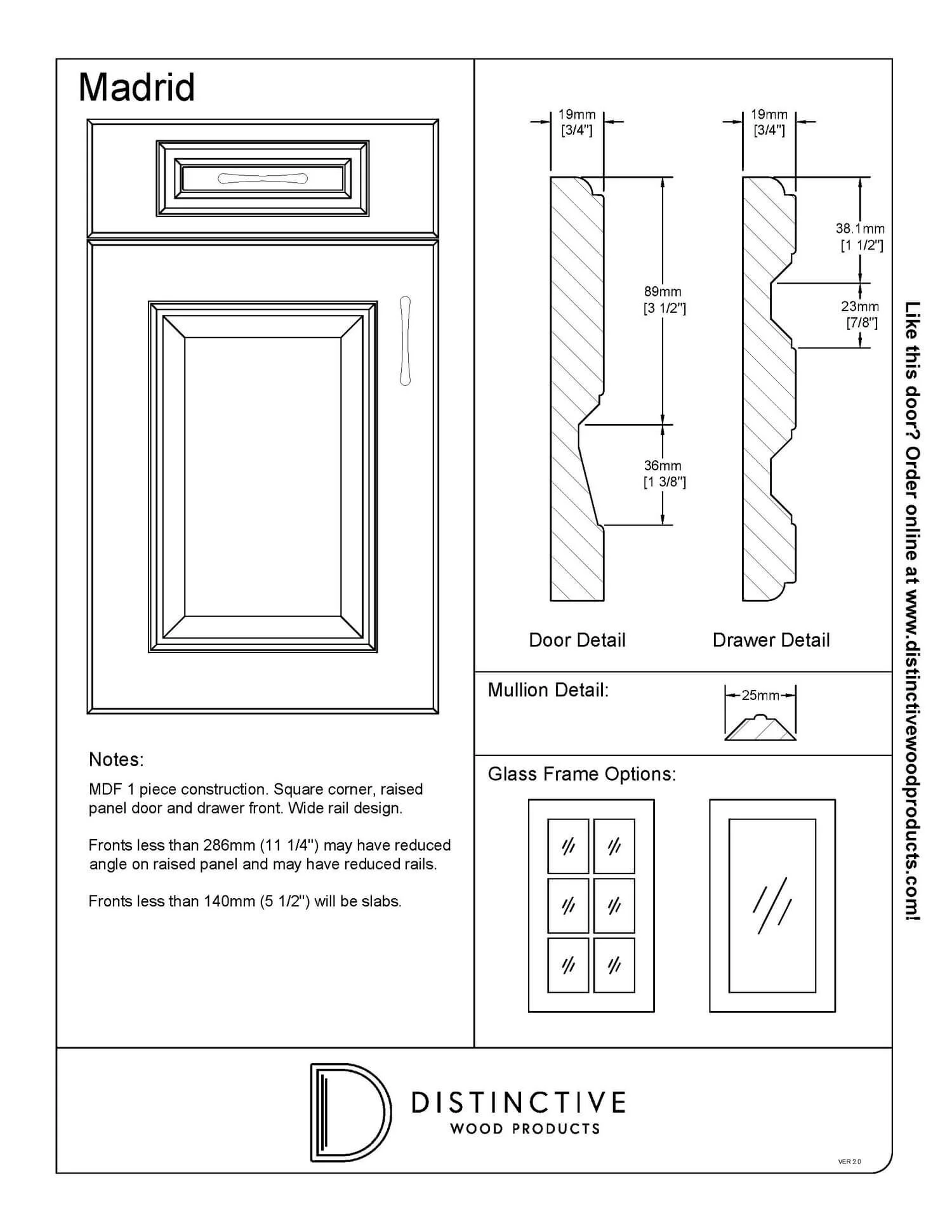 MDF Cabinet Door  Ontario - Raised panel cabinet door- Technical Sheet.jpg