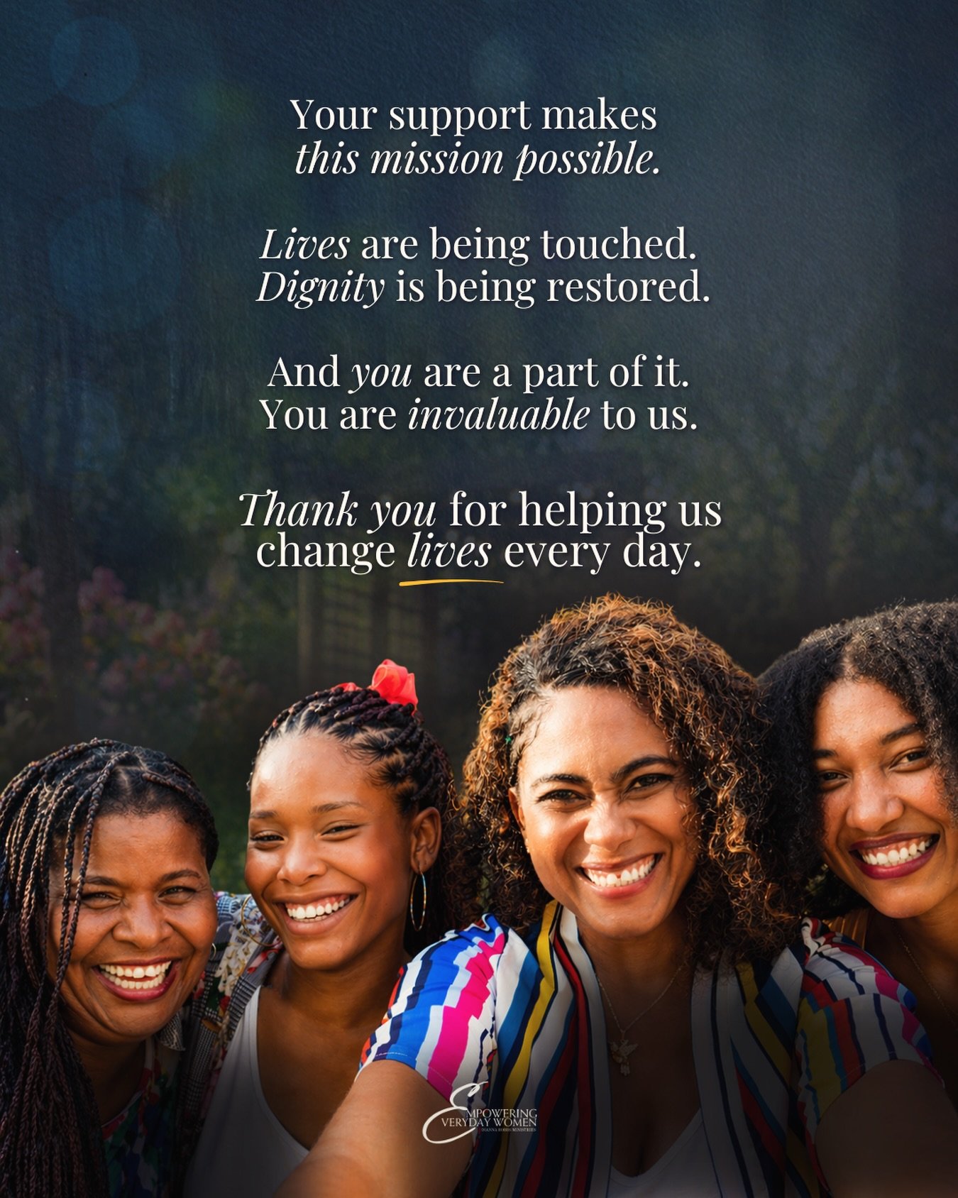 Because of you, this work is not just a vision. It is happening every single day.

Women and girls are being seen, supported, and reminded of their worth. 

Needs are being met. Hope is being restored. The love of Christ is reaching places and people