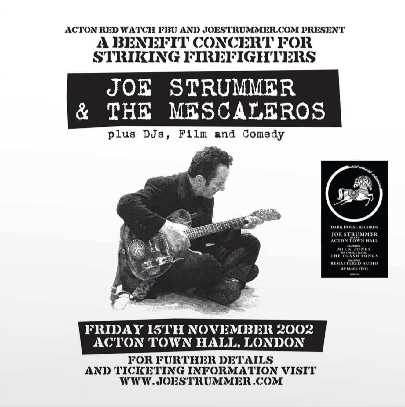 Joe Strummer “Live at Acton Town Hall’ 2LP Black Vinyl Reissue