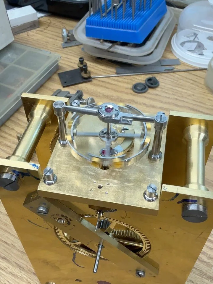 Another great visit with @davide.walter to see his latest creation &ldquo;in the works&rdquo; A Carriage Chronometer with spring detent escapement, which will also have a moonphase. Plenty of work still to do, with many parts not even started. The ru