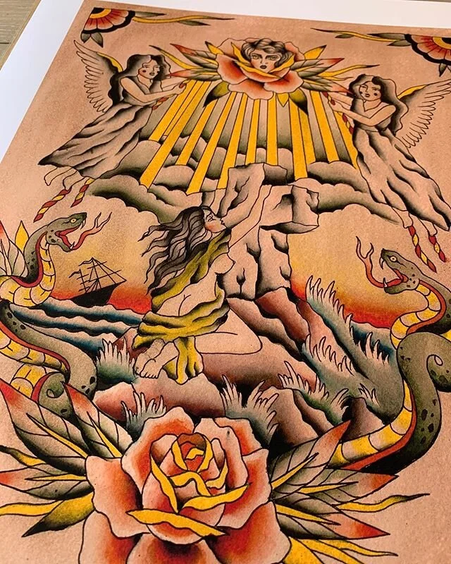 Live on my site maraohara.com!! This Rock of Ages painting was printed on large high quality watercolor paper. The dimensions including the border are 20x15.5 There are ONLY 4 signed and numbered available. Snag em while there hot! Link in my bio π₯