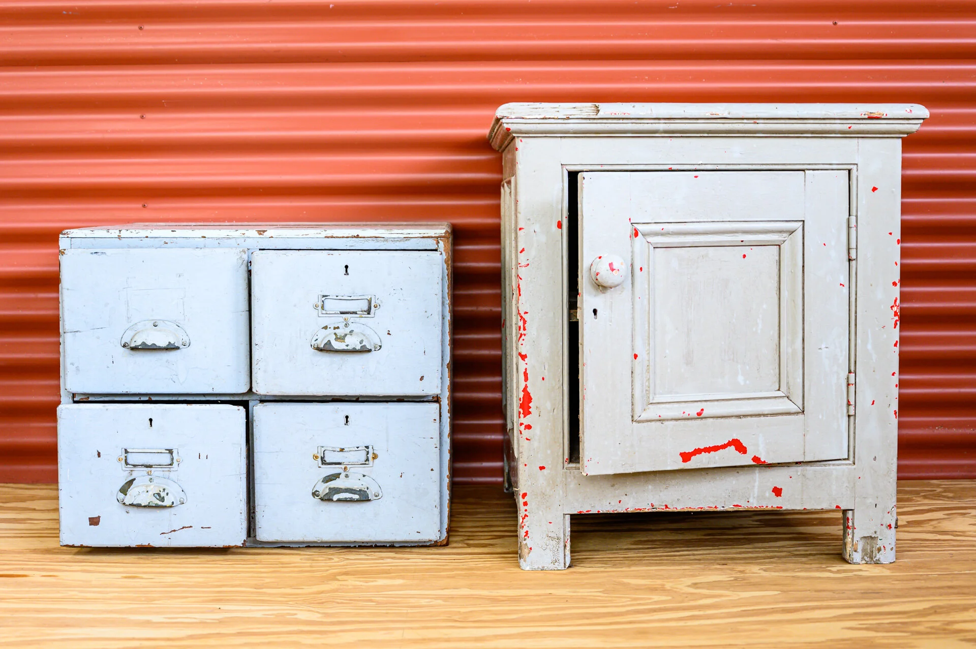 Duck Egg Blue Drawers & Grey Bedside Cabinet