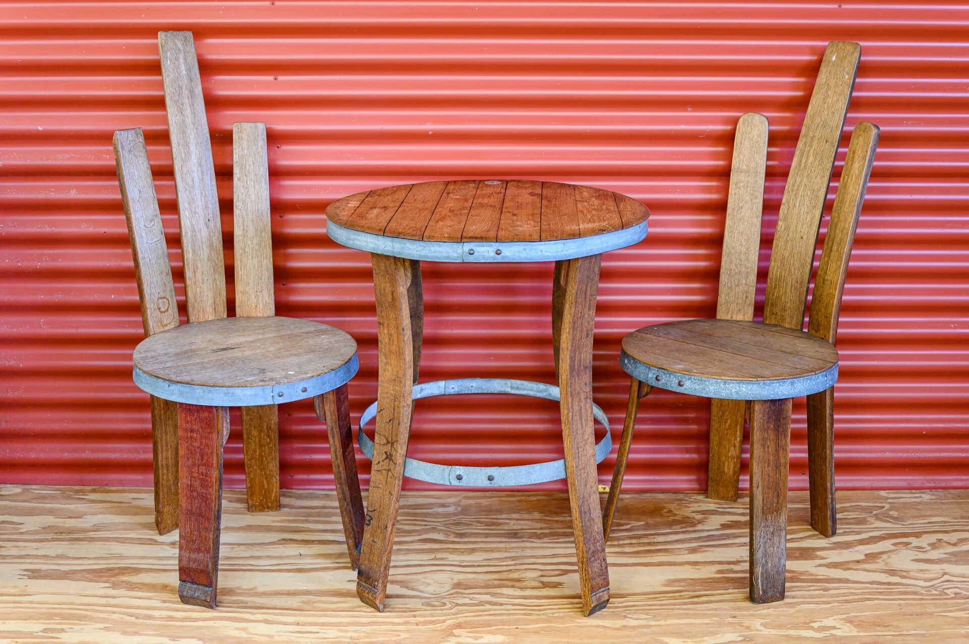 Oak Barrel Chairs and Table